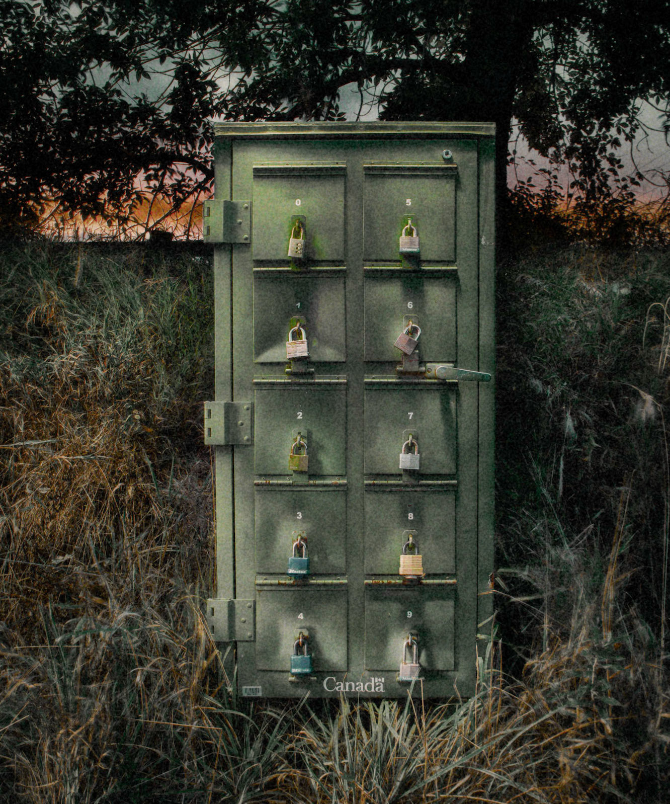 Lightpainting of a rural mailbox at the end of a summer day.