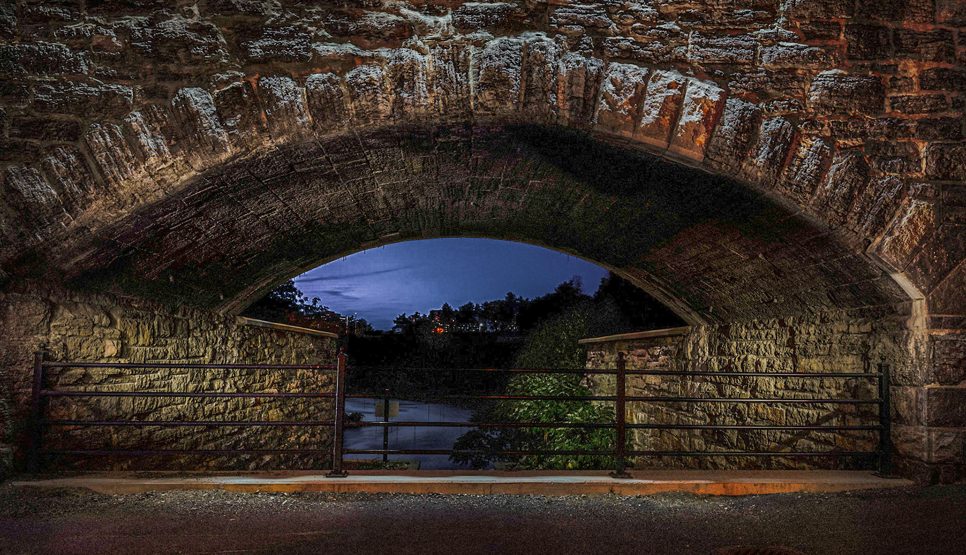 Light Panting of Pooleys Bridge in Lebreton Flats, downtown, Ottawa