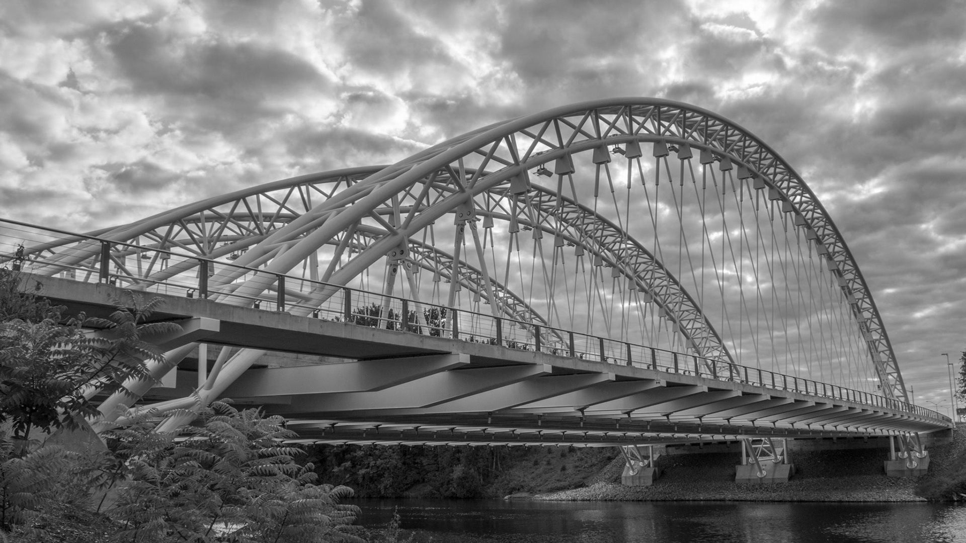 The arch of the Vimy Memorial Bridge in Manotick.