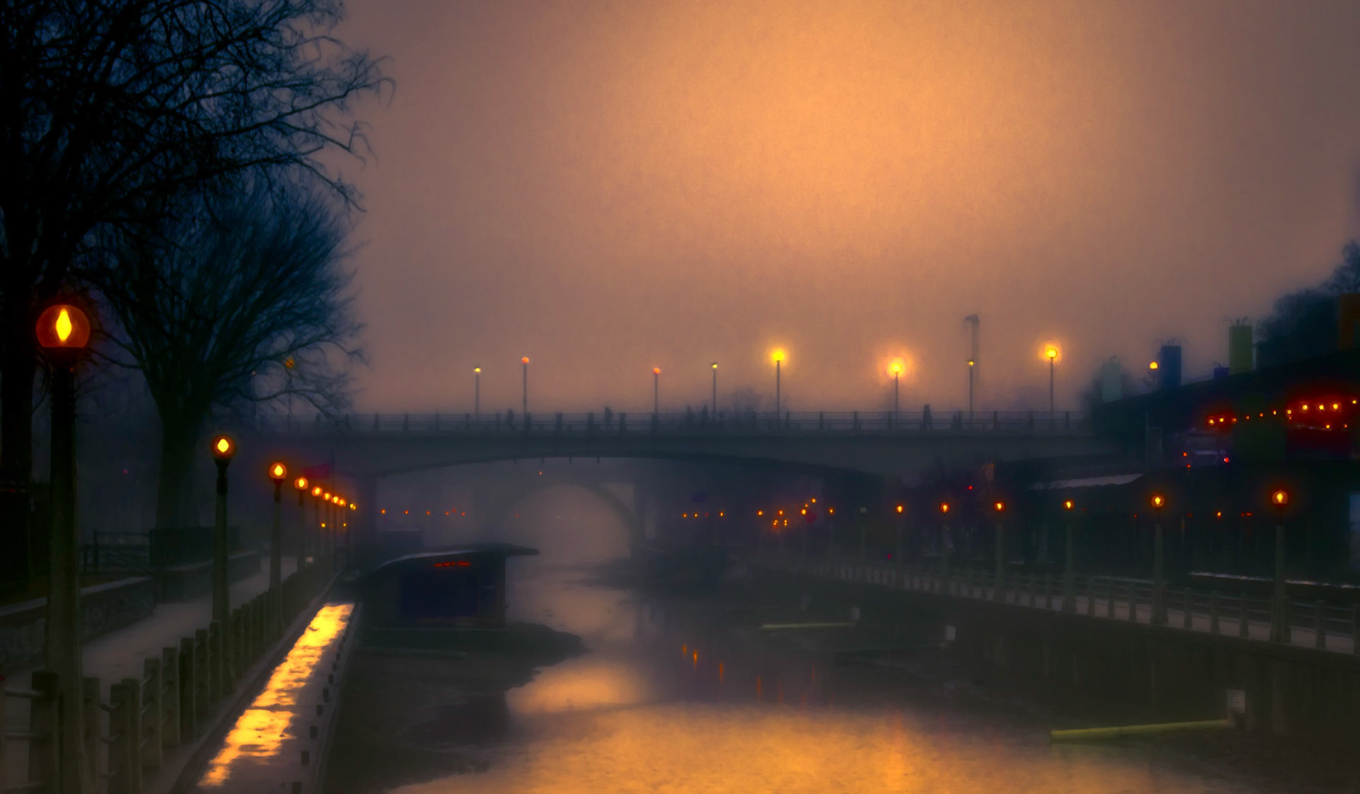 Rideau Canal on a foggy morning