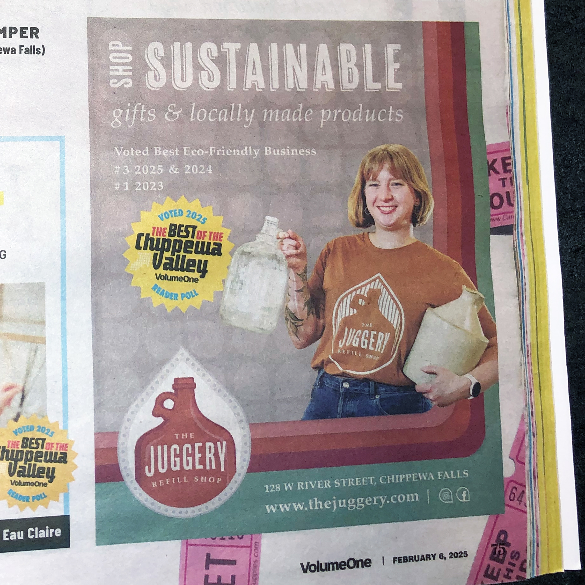 Voted Best Eco-Friendly Business in VolumeOne's Best Of The Chippewa Valley reader poll 2023-2025.