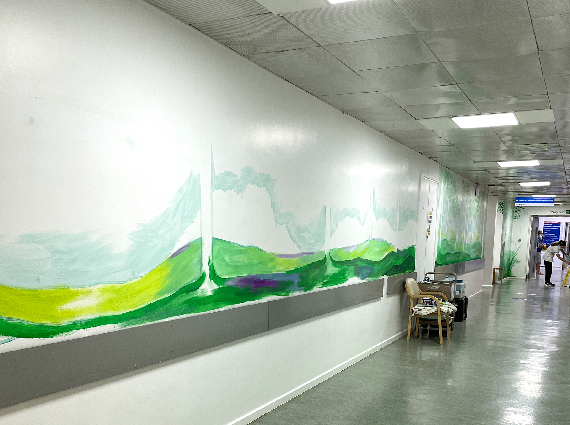 Painting in progress in Therapies Department