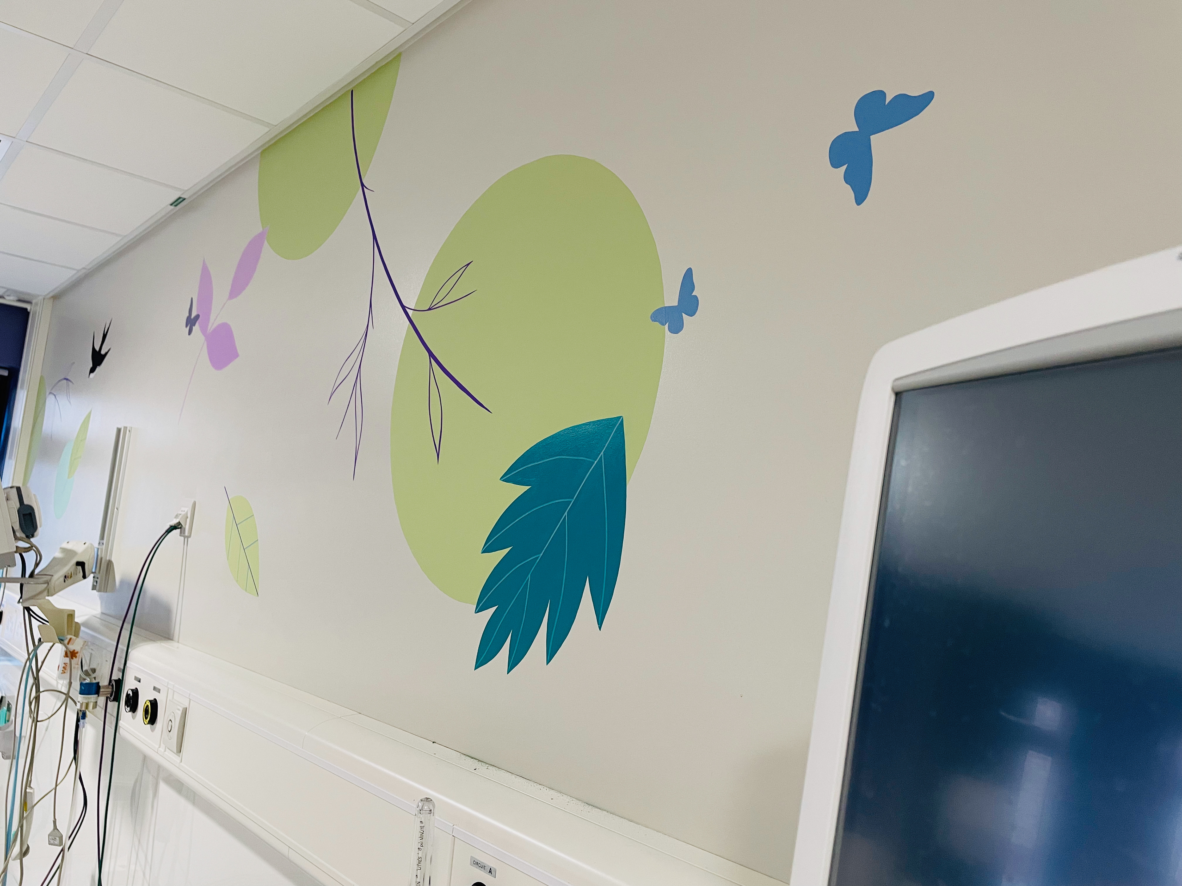 Lynne Hollingsworth Painting Mural in SCBU Sheffield