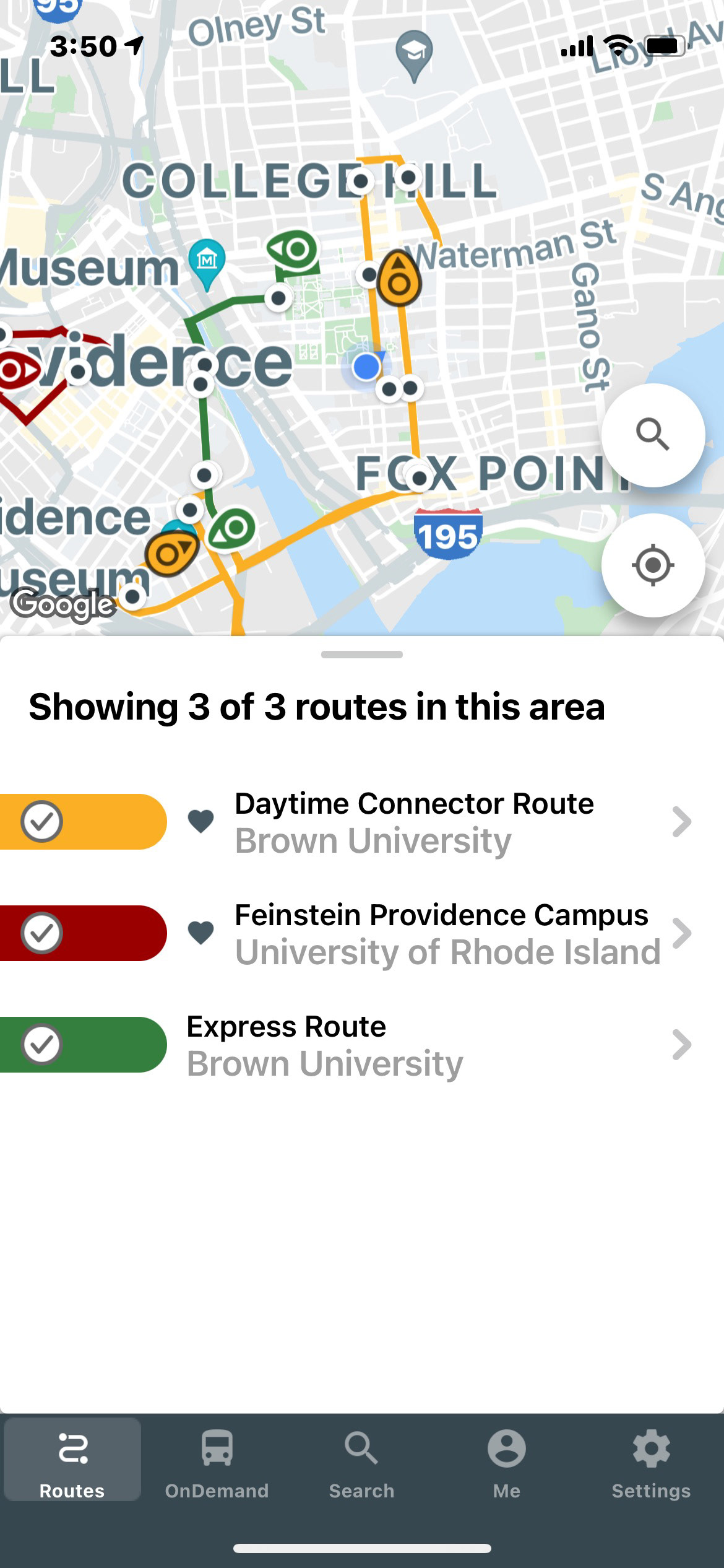Brown Shuttle App - Home
