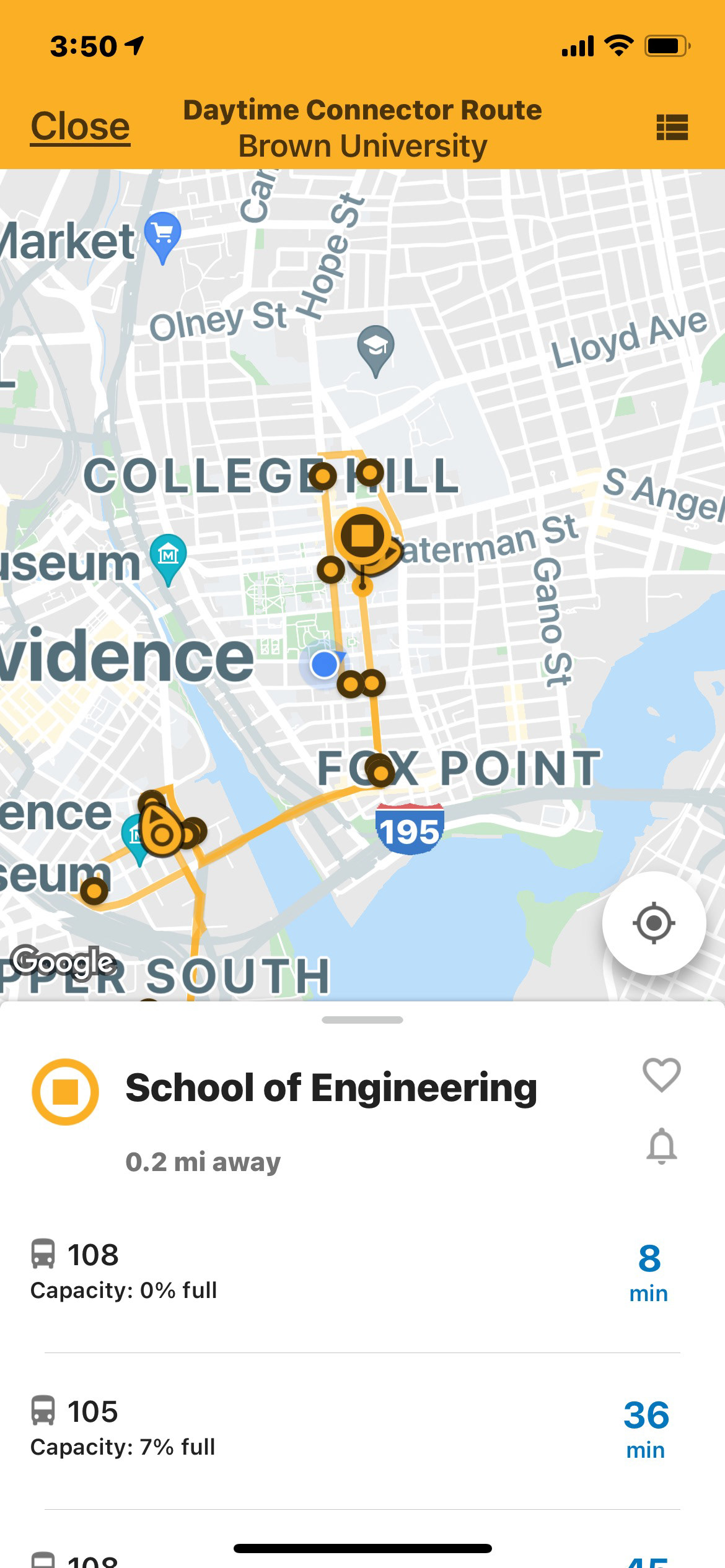 Brown Shuttle App - Stop
