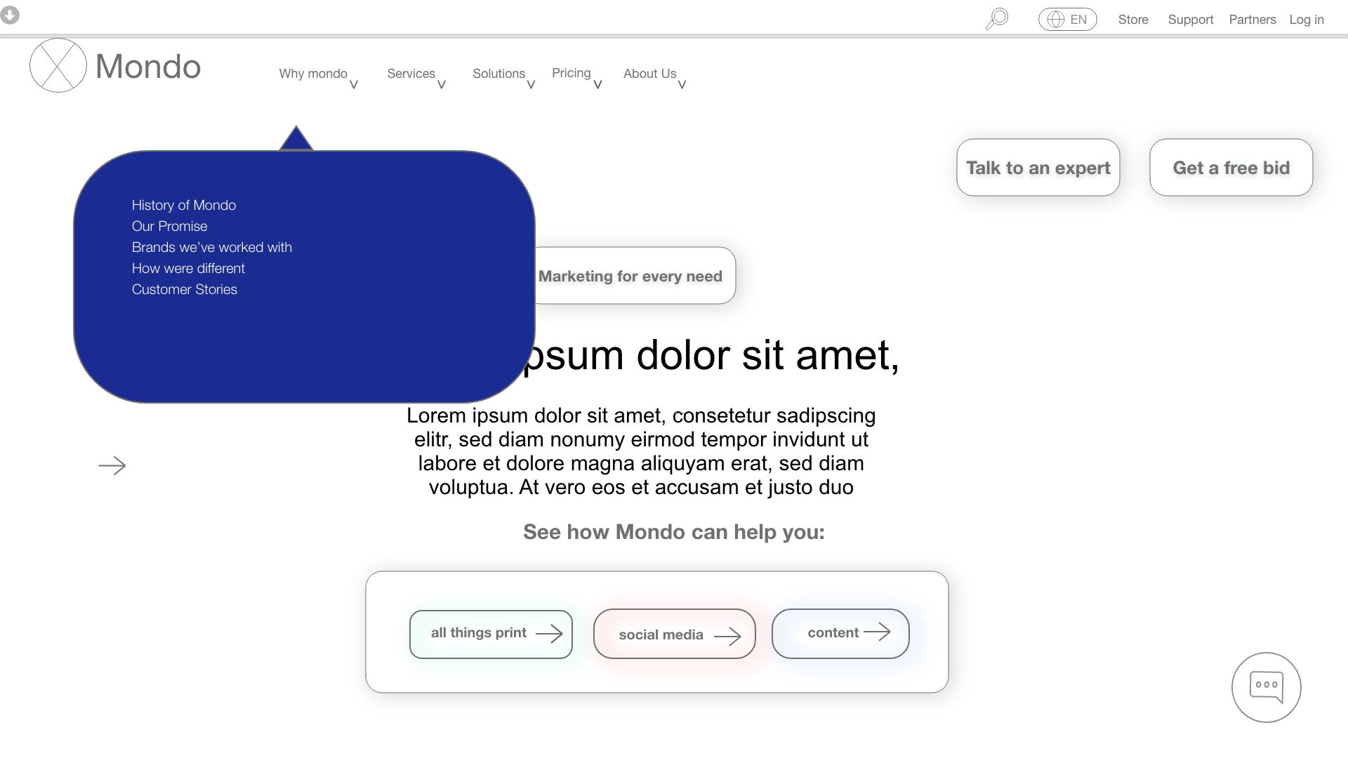 Drop down look when header triggered