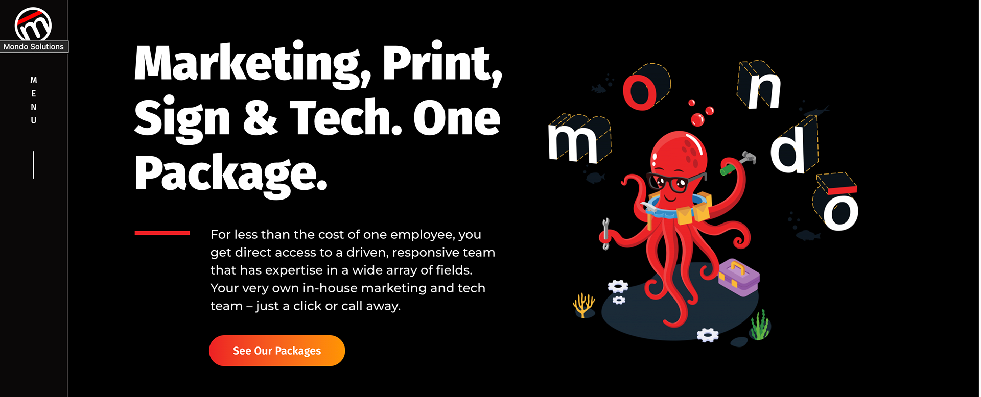 BEFORE: Client expressed the need for a new website. The cartoon graphic was not clickable, horizontal header needed.