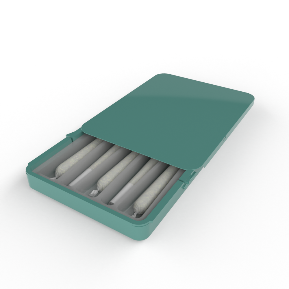 Child resistant tin packaging with custom thermoform preroll insert