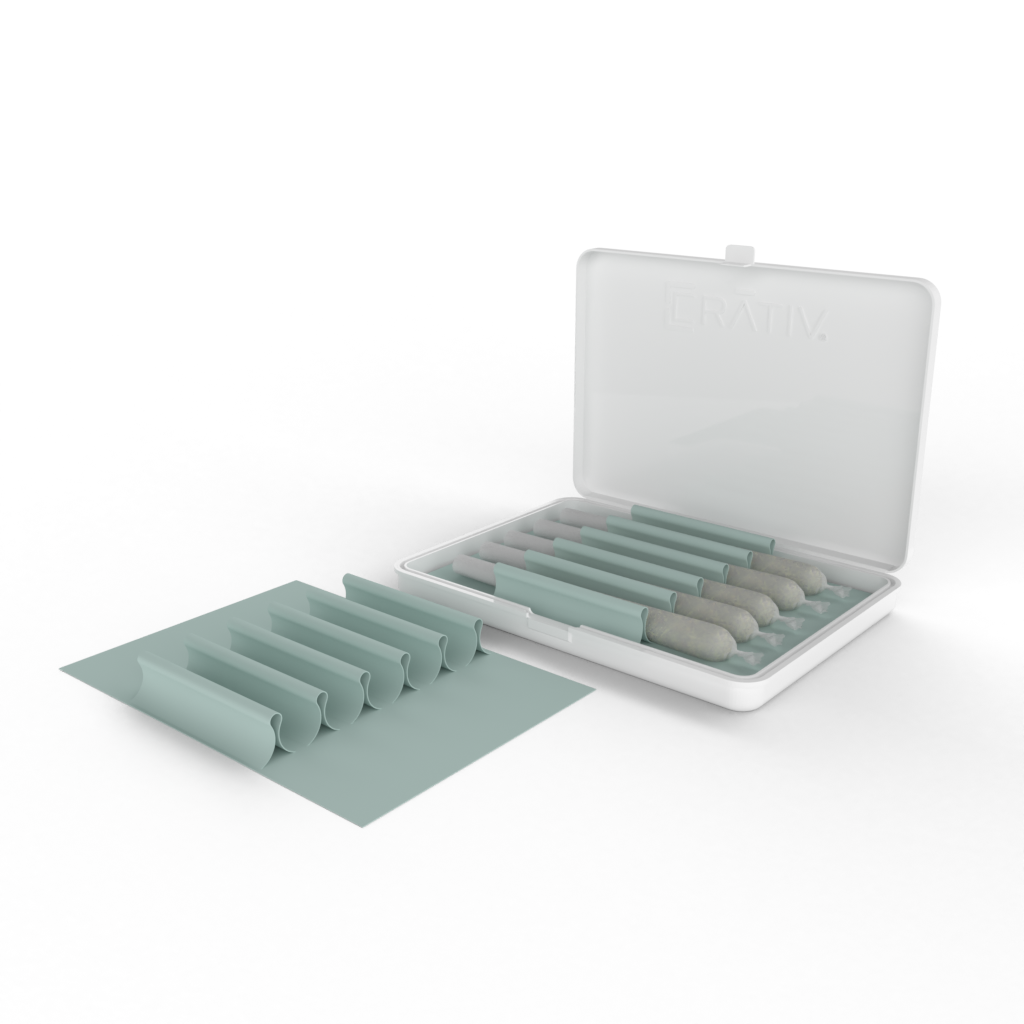Crativ packaging with fluted paper insert for prerolls