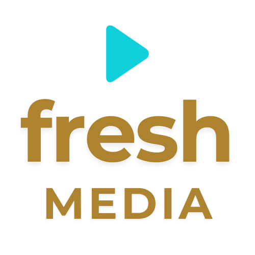 Fresh Media video production company logo wit blue play button