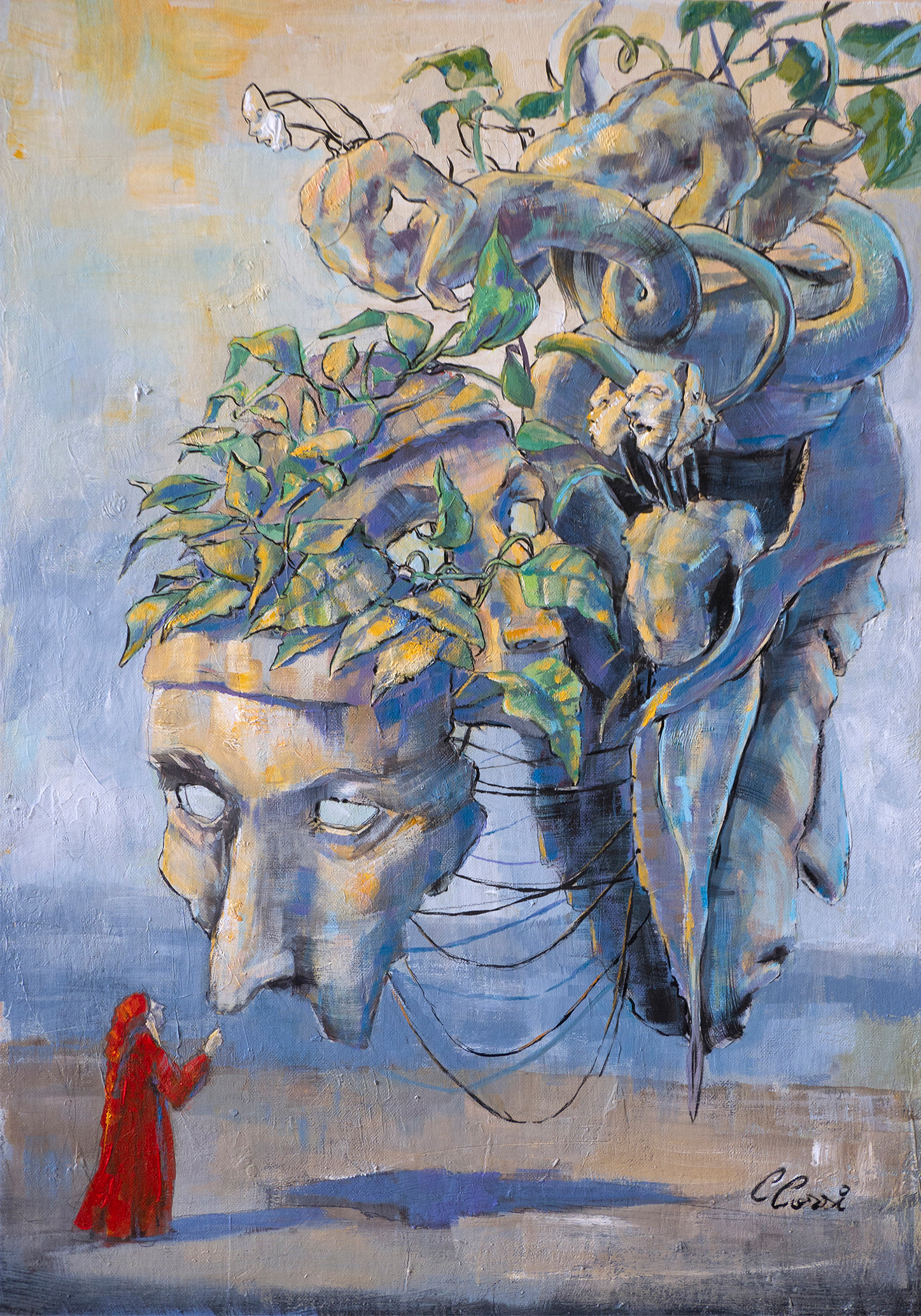 Virtute e canoscenza (mostra collettiva Dante Plus 700) - 35x50 - Acrilico su cartone telato
