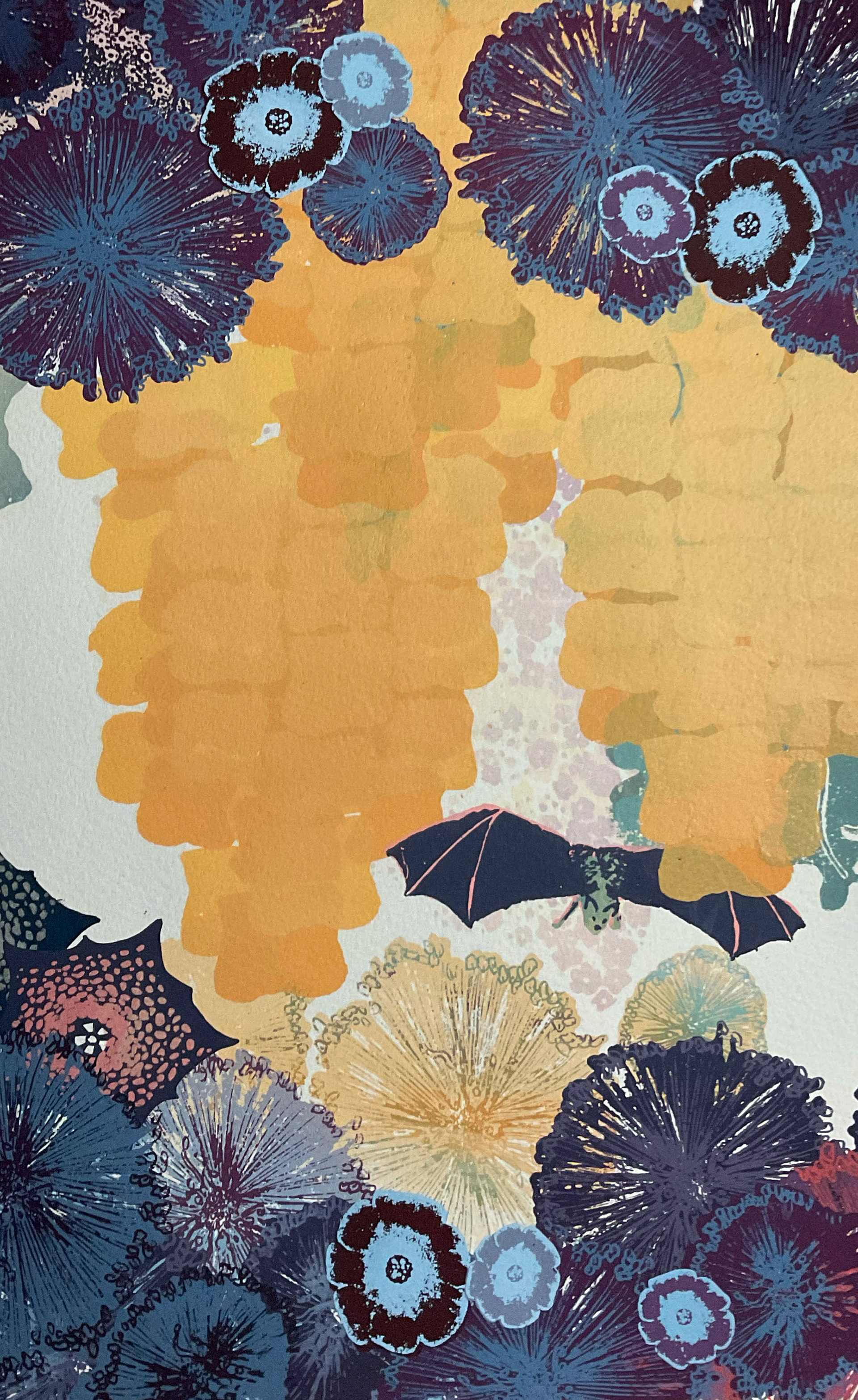 Abundance, silkscreen on hand dyed paper, 8.5" x 13". From the Good Omens series
