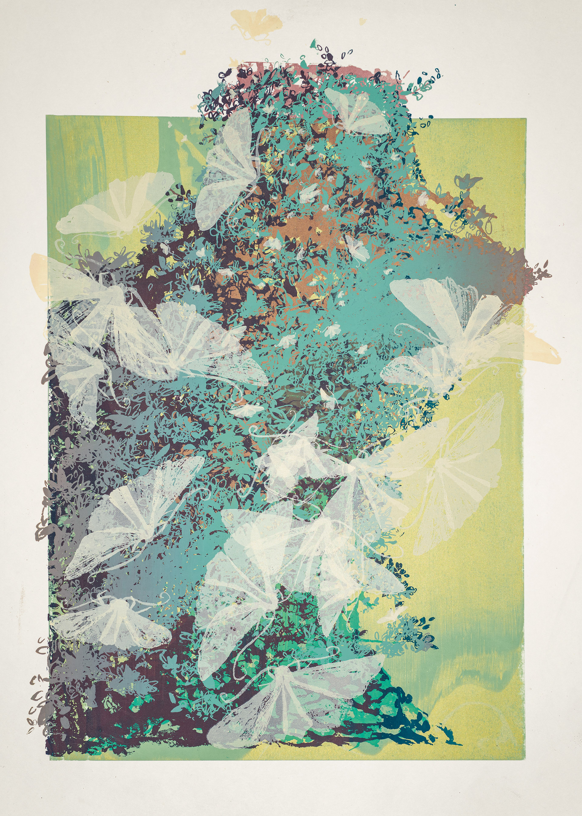Moth Tangle, silkscreen on paper, 18" x 24"