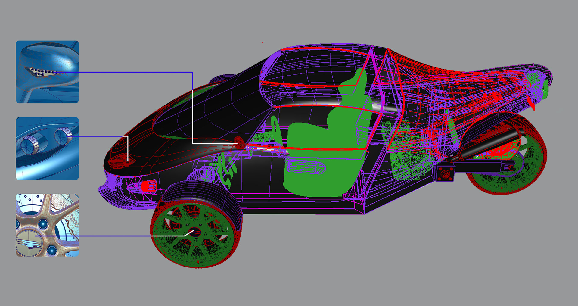 Designer/Sculptor: Tasked with 3 wheeled vehicle redesign and surfacing.