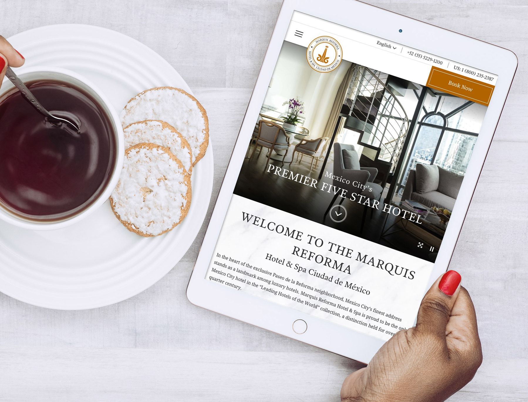 homepage displayed on a tablet