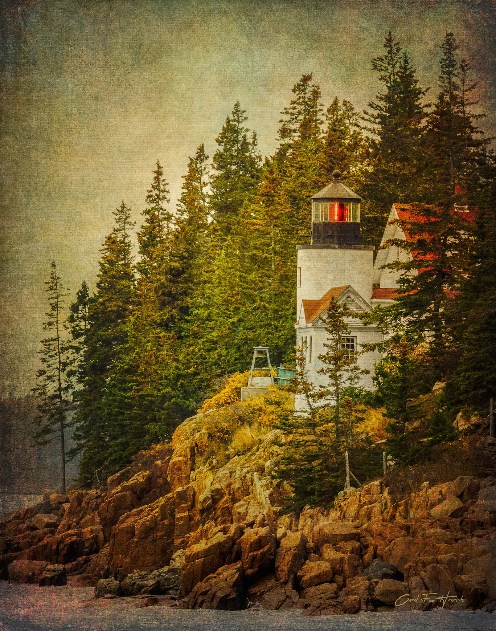 This is my interpretation of the scene from my visit to see the Bass Harbor Head Light. This is a lighthouse located within Acadia National Park in the southwest portion of Mount Desert Island, Maine, marking the entrance to Bass Harbor and Blue Hill Bay.