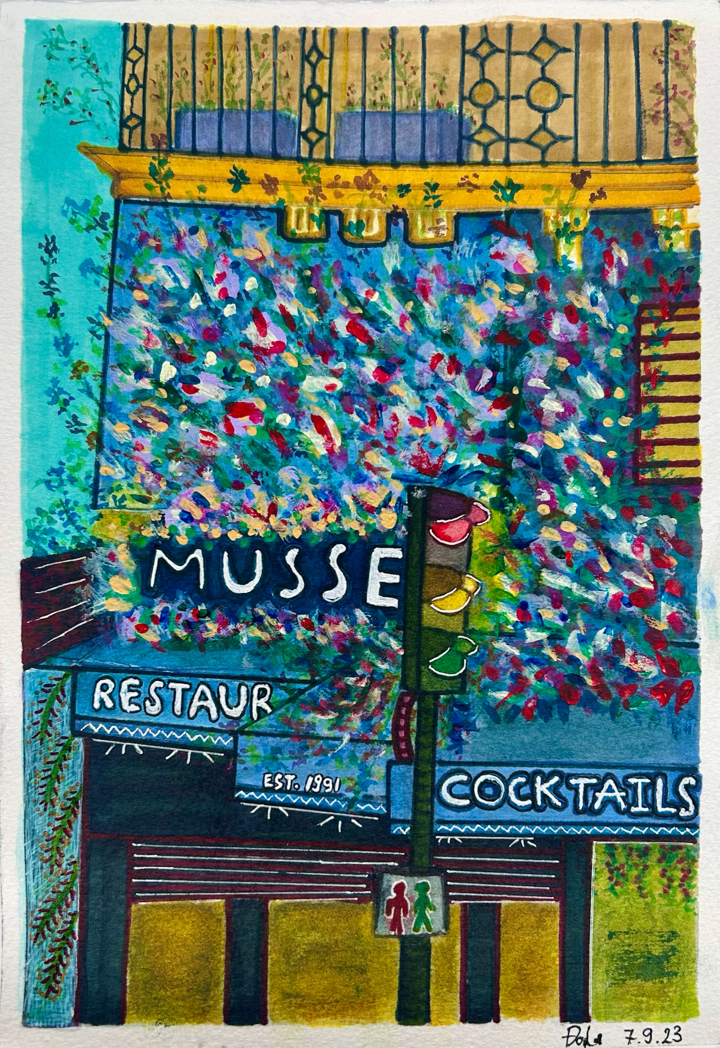 Le Musset. Pencil, alcohol markers, and acrylics on paper. 11x7.5 inch.