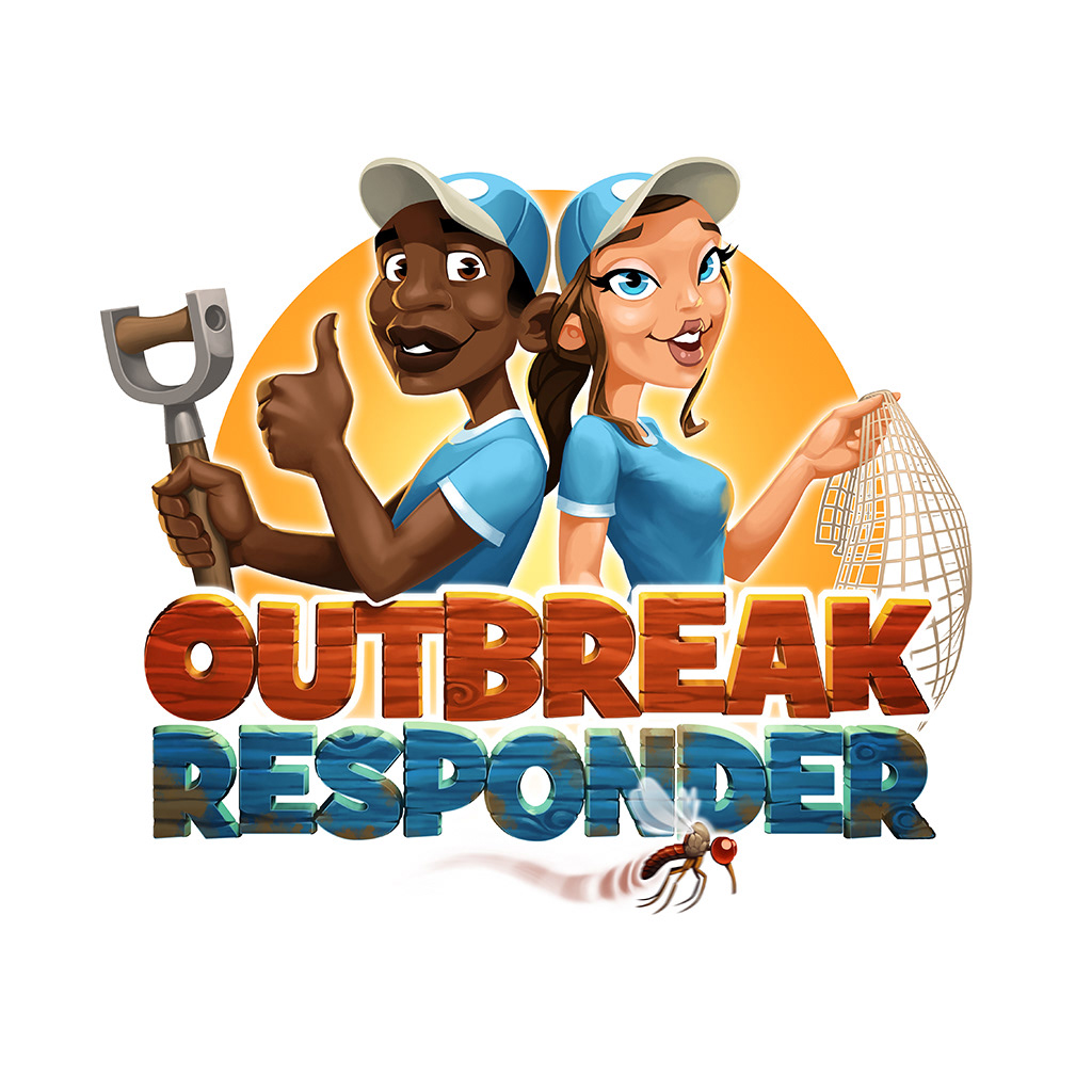 Logo mit Schriftzug und zwei Figuren für das mobile game OUTBREAK RESPONDER