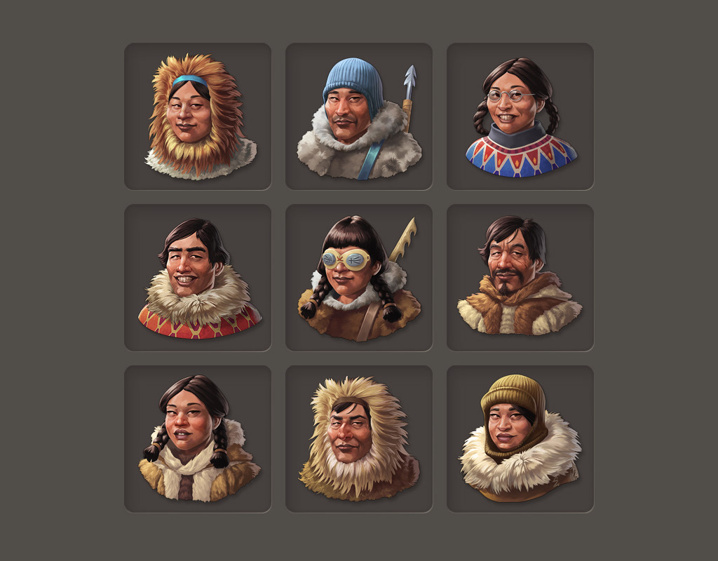 Icons von Inuit Spezialisten der Erweiterung "The Passage" von Anno 1800