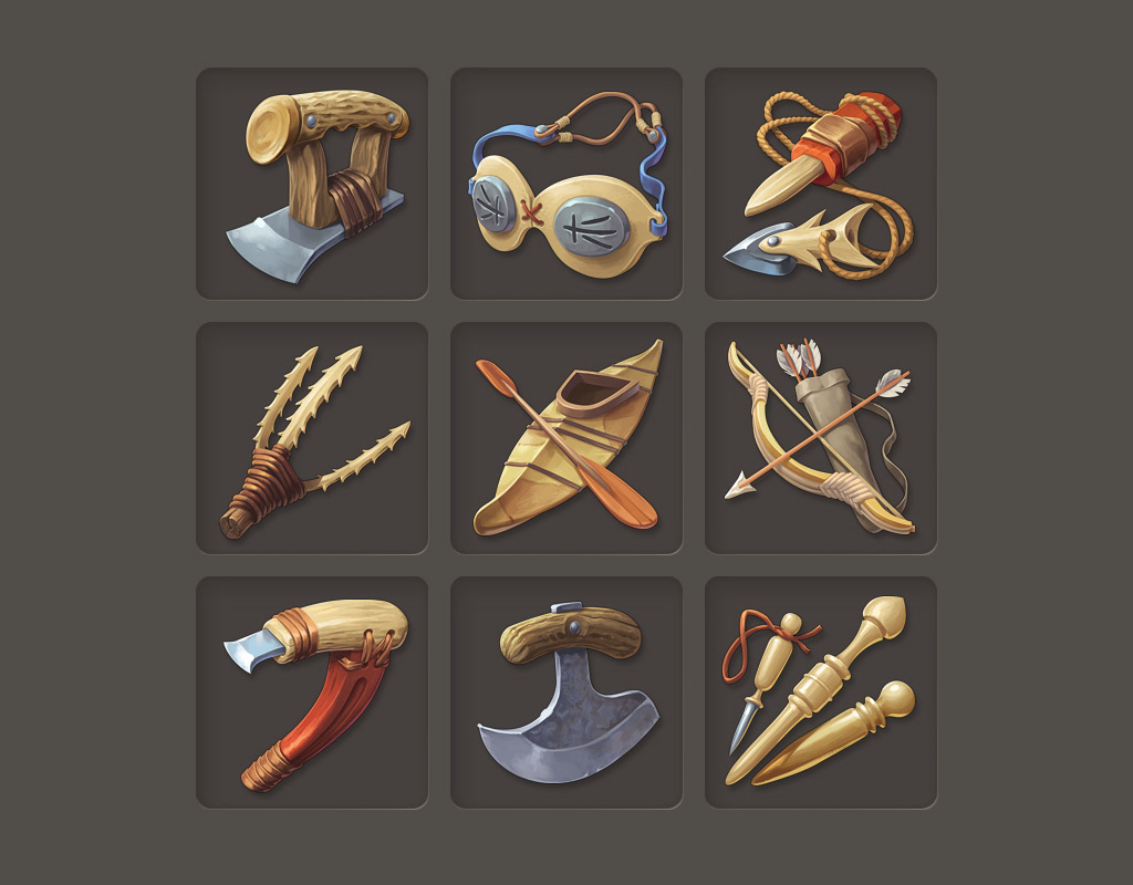 Icons von Inuit-Items der Erweiterung "The Passage" von Anno 1800