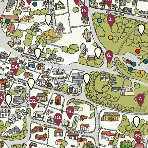 Anttilanmäen Kyläjuhlien kävelykartan yksityiskohta.