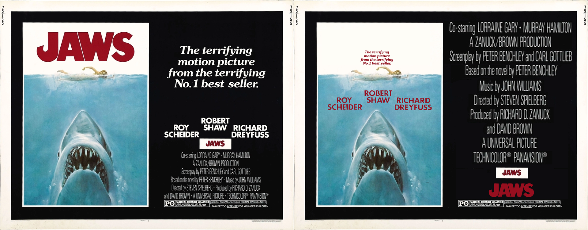 Two versions of a JAWS poster. One is the original, and one is modified to be confusing by moving text into place that make it difficult to find important information.