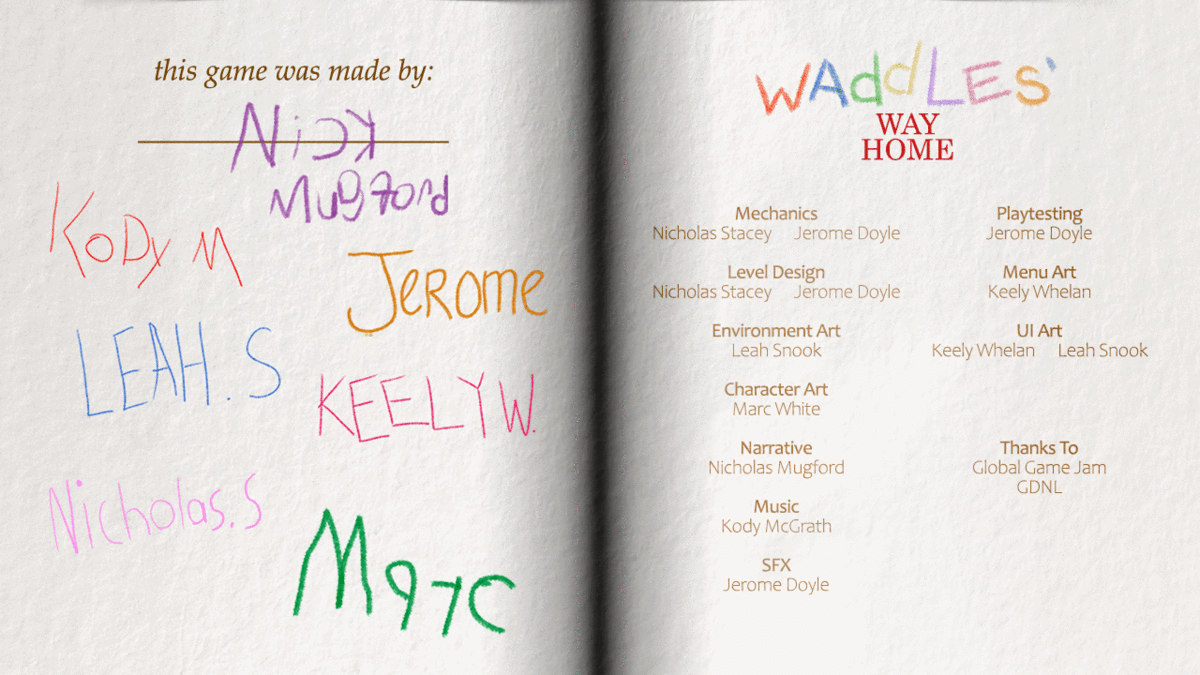 Waddle's Way Home - Credits Menu