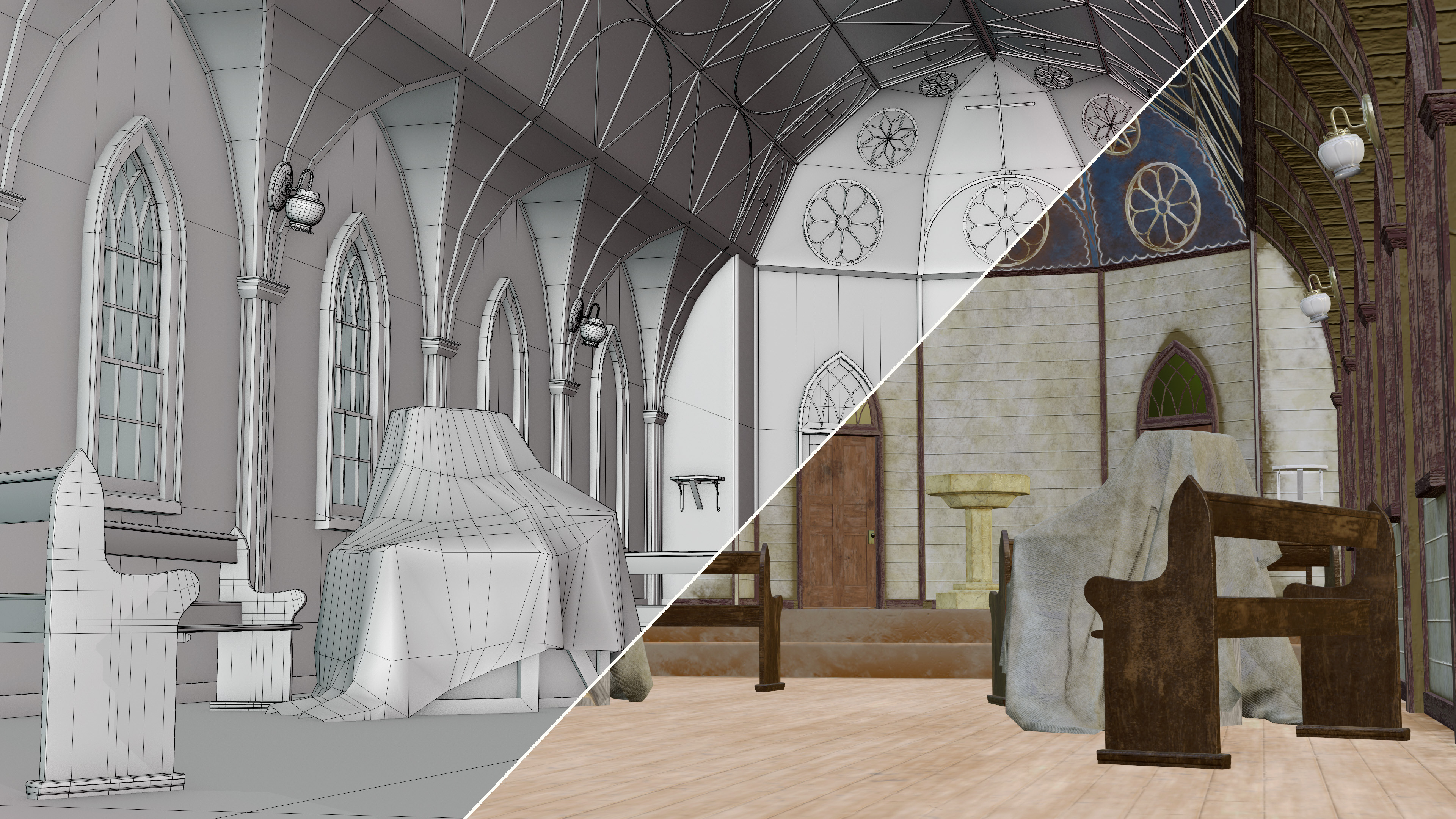 St. Pat's Church Stage - Wireframe and Textures