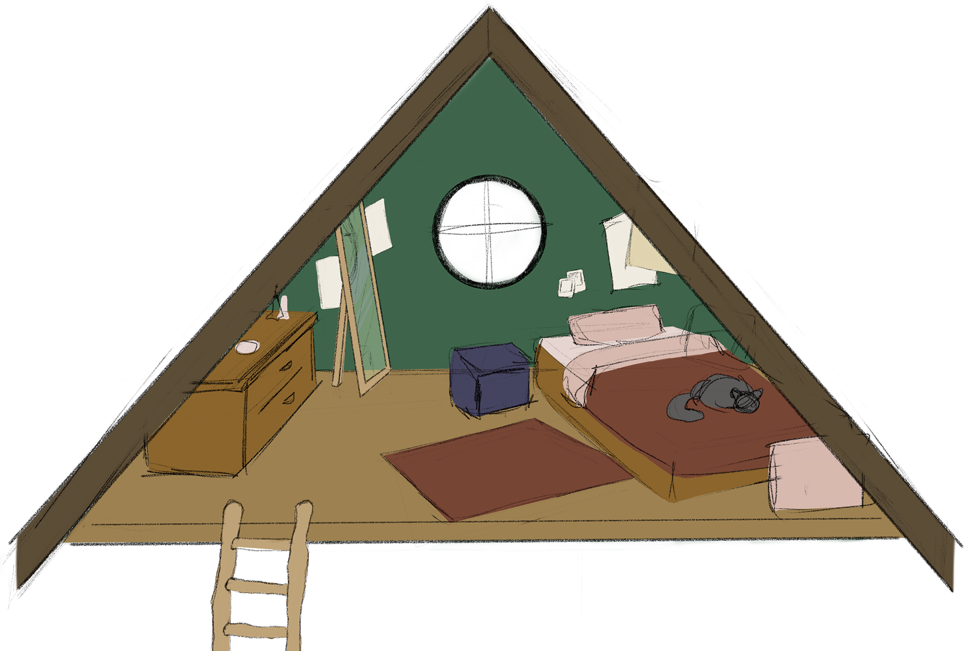 Witch Cabin - Bedroom Concept Art