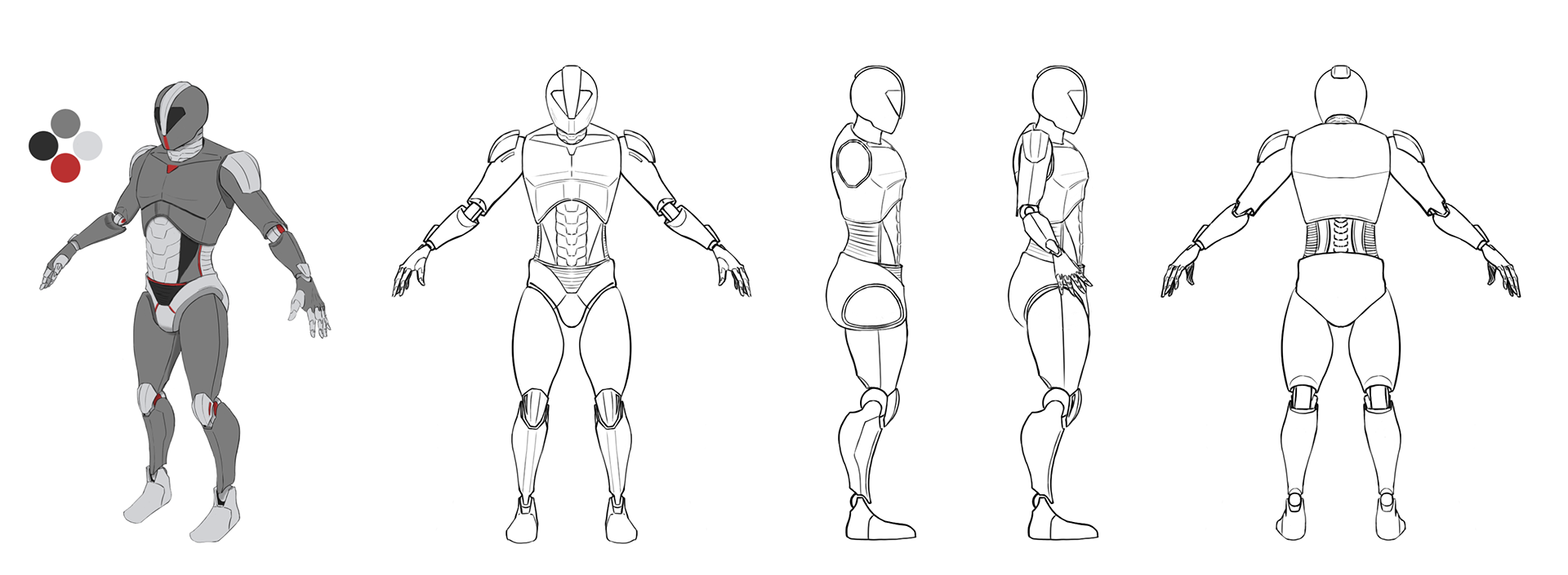 Robot Character Orthographic Views