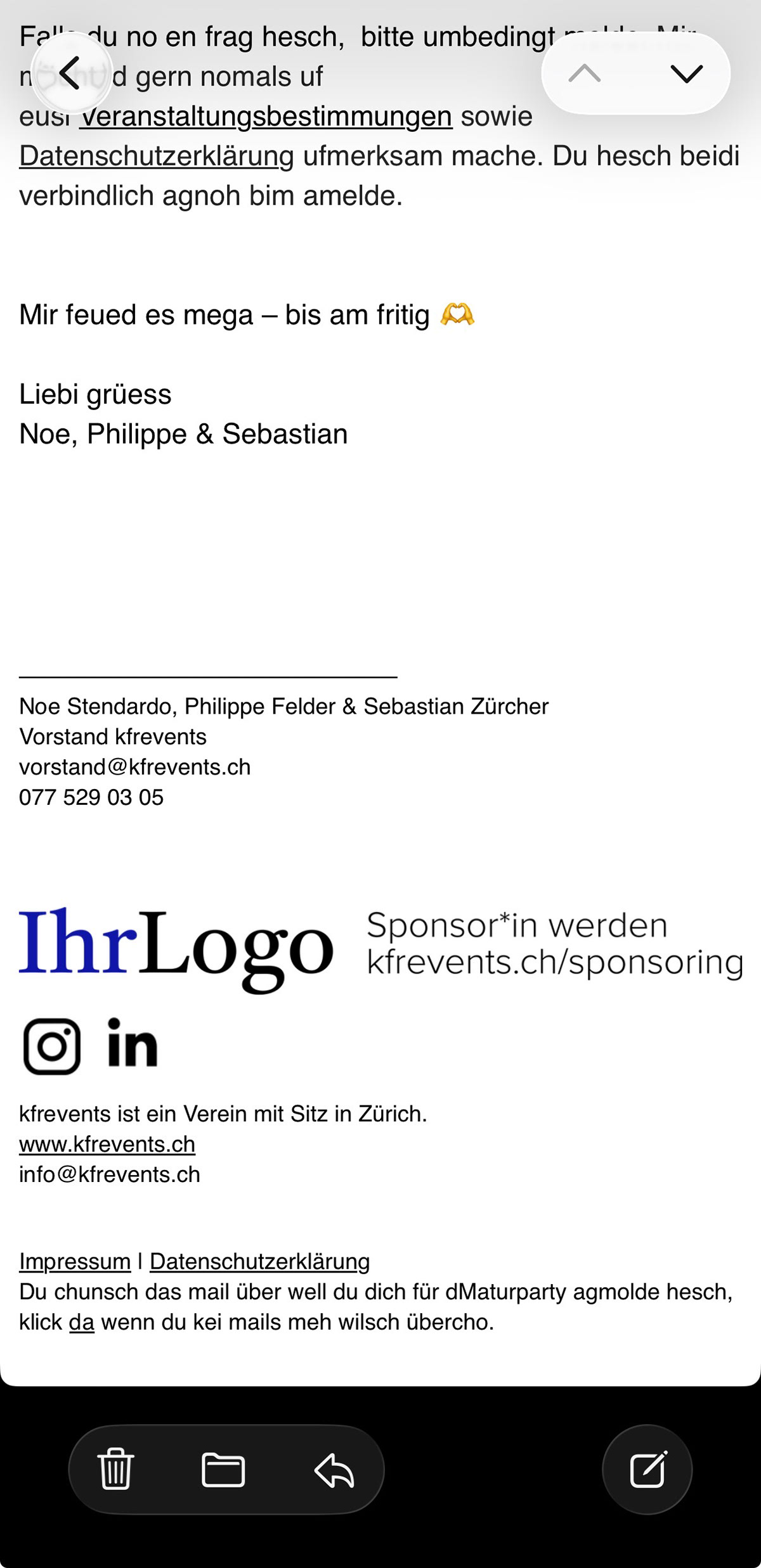 Fusszeile Email