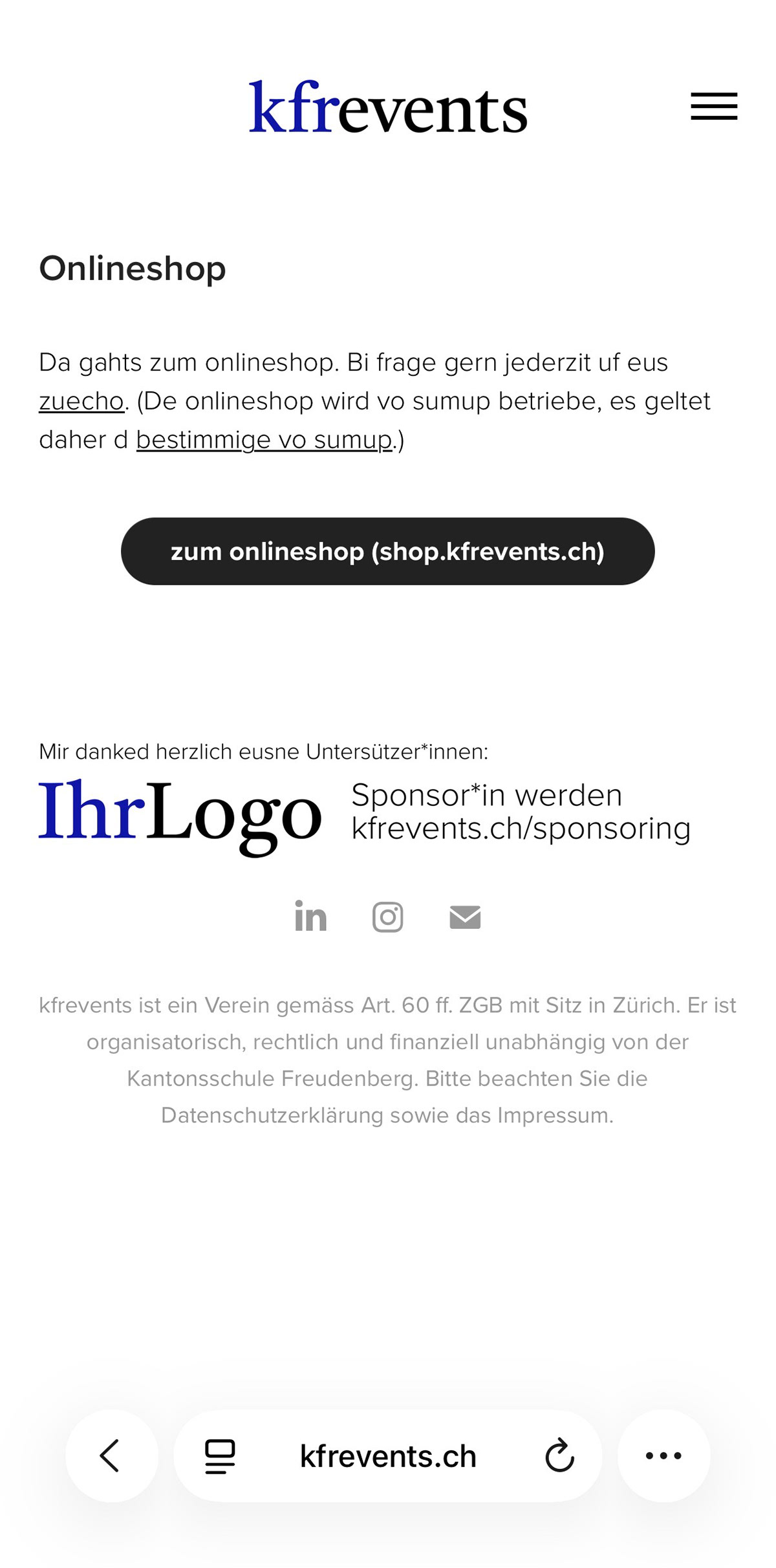 Fusszeile Webseite