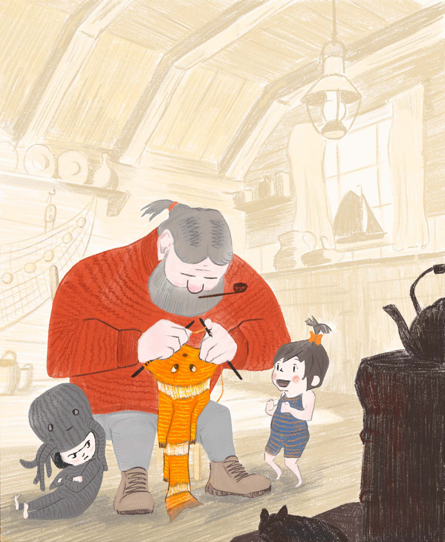 Grandpa knitting