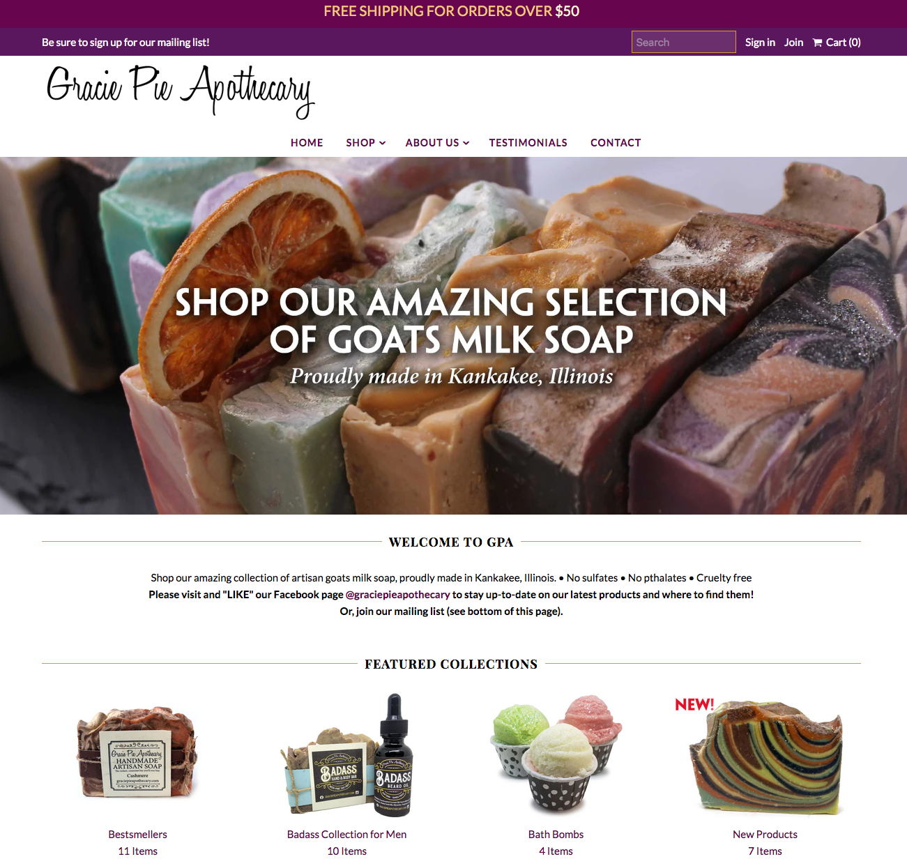 graciepieapothecary.com built on Shopify