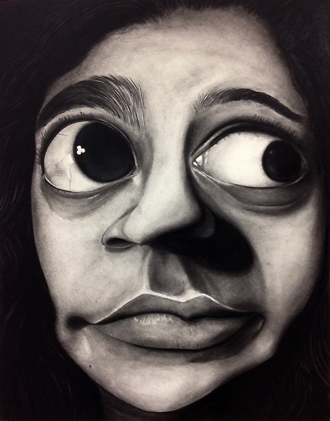 Distorted Self Portrait (charcoal)