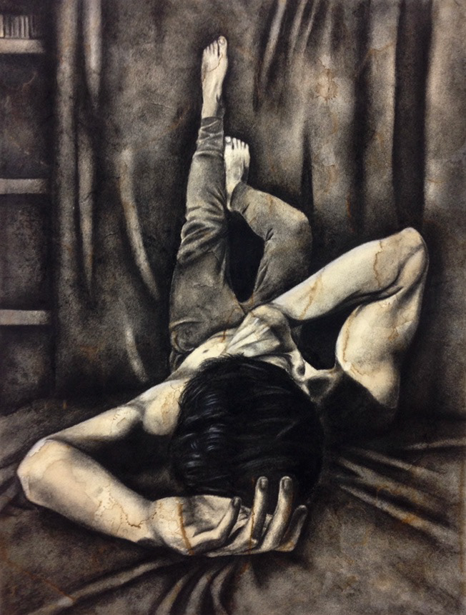 Figure (charcoal and conte on stained paper)