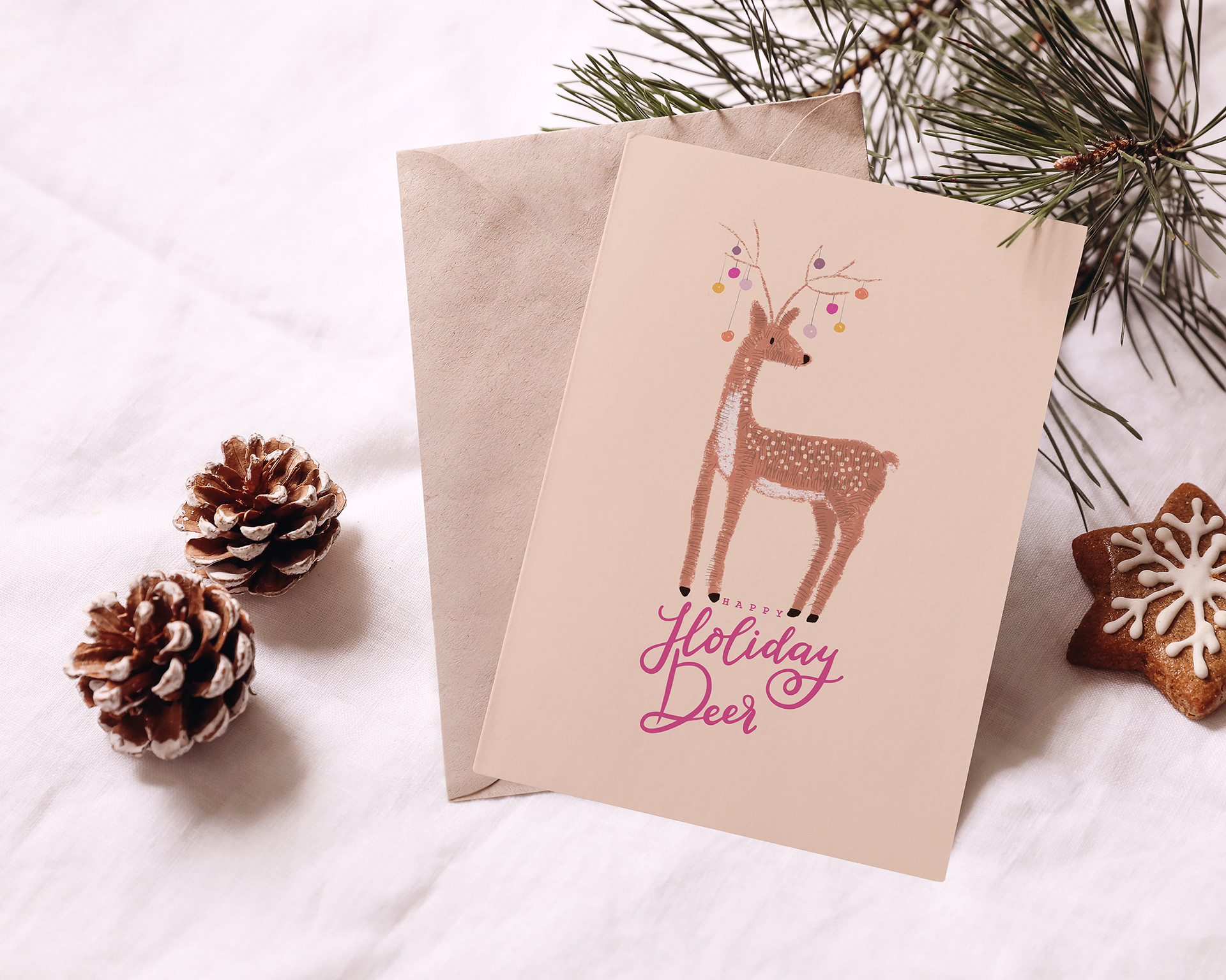 Happy Holiday Deer  Greeting Card