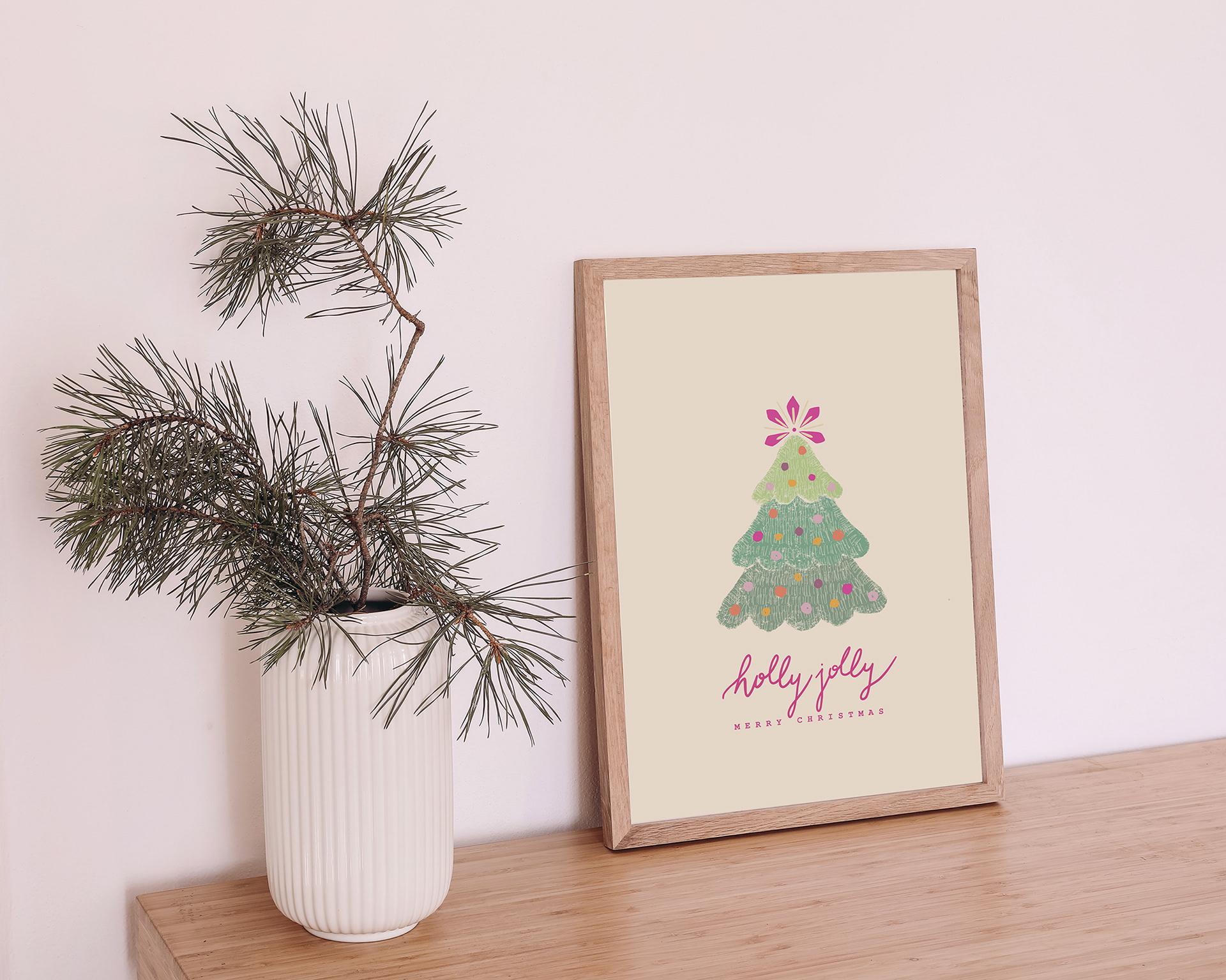 Art Print Holly Jolly Christmas Tree - available in A5 and A4 