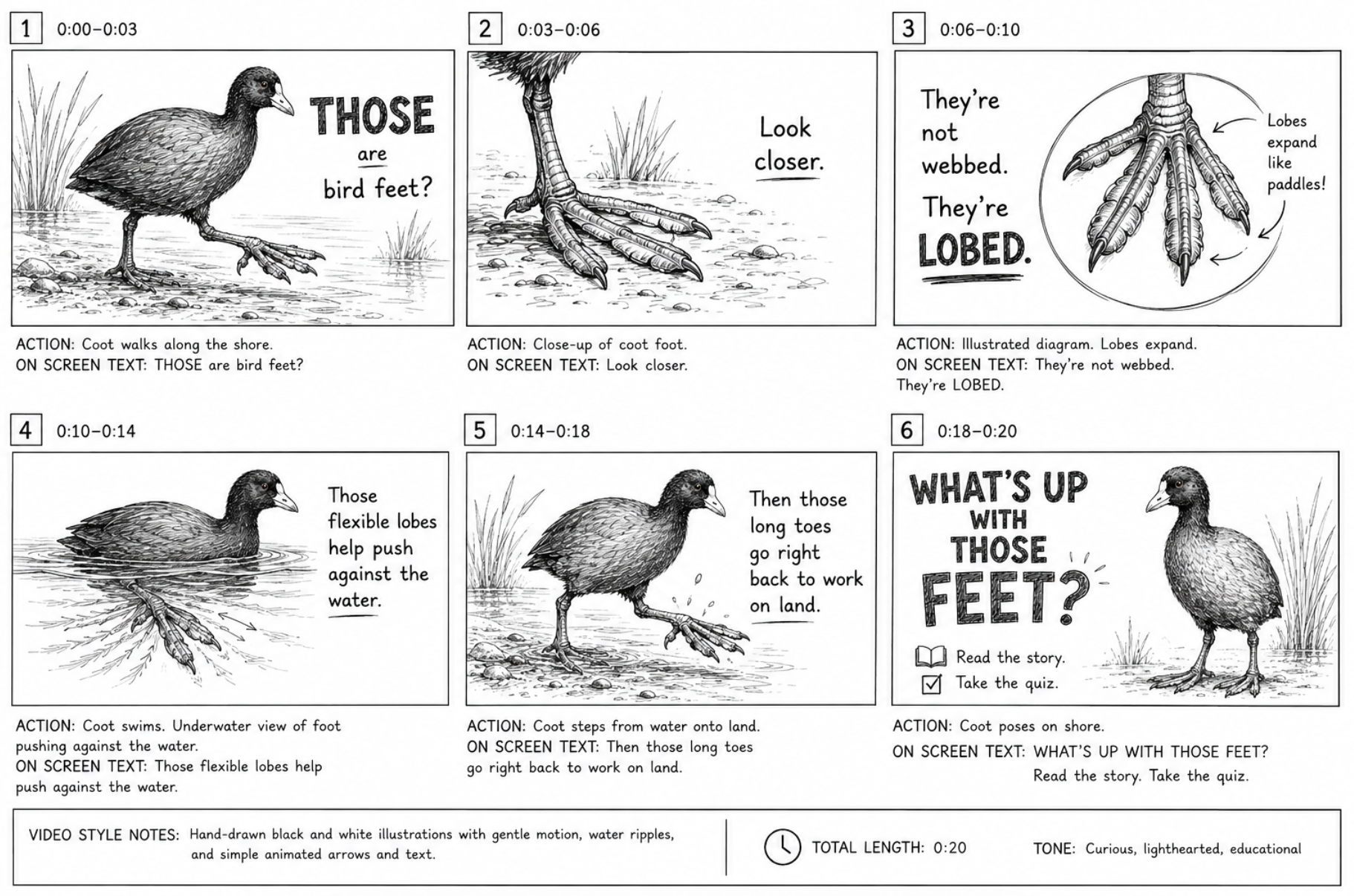 Video Storyboard for American Coot