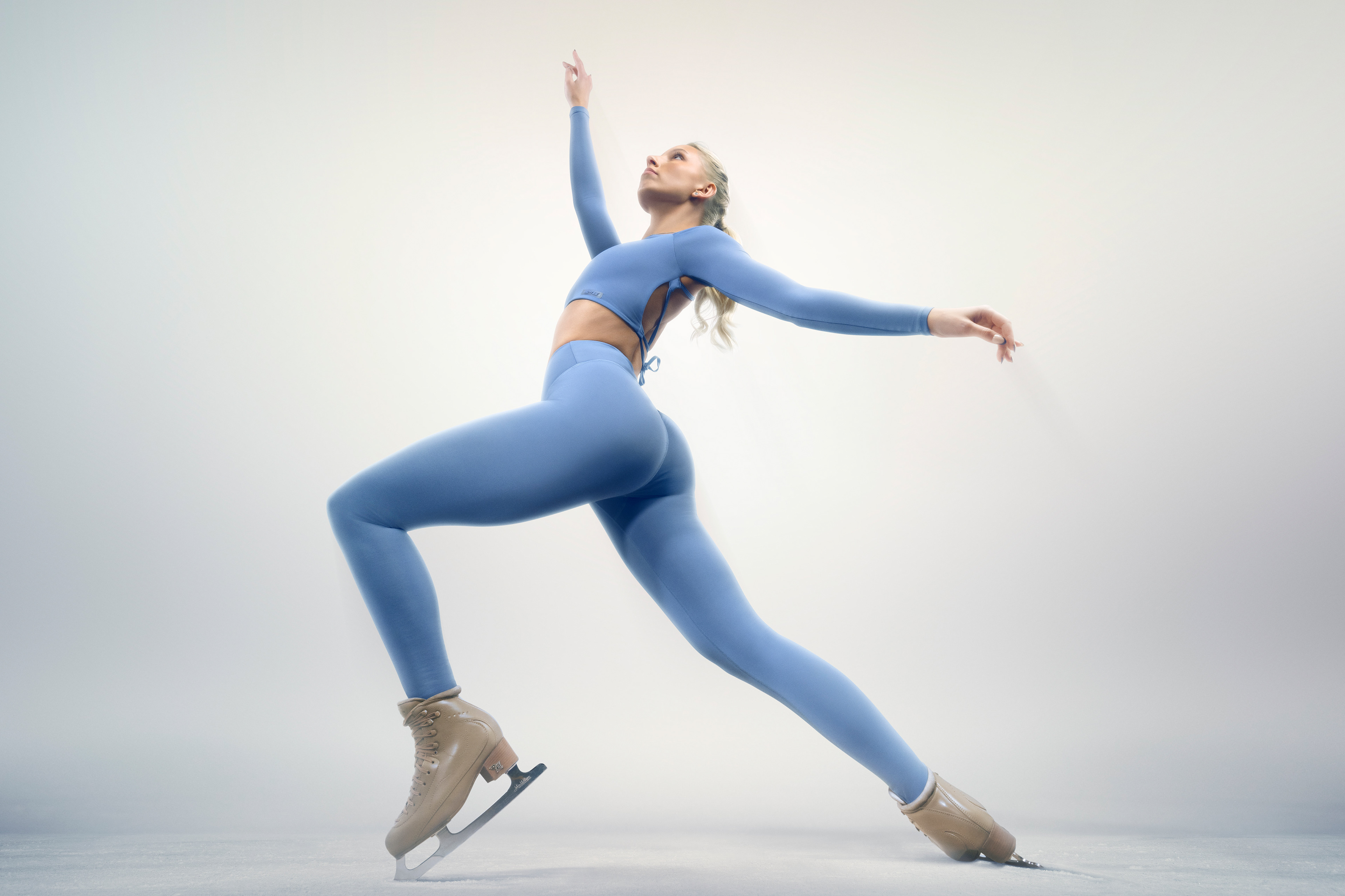 Illusion on Ice - Morgan. Studio setup, clean lighting with softboxes and clip lights. Accomodating Ice Skates in studio