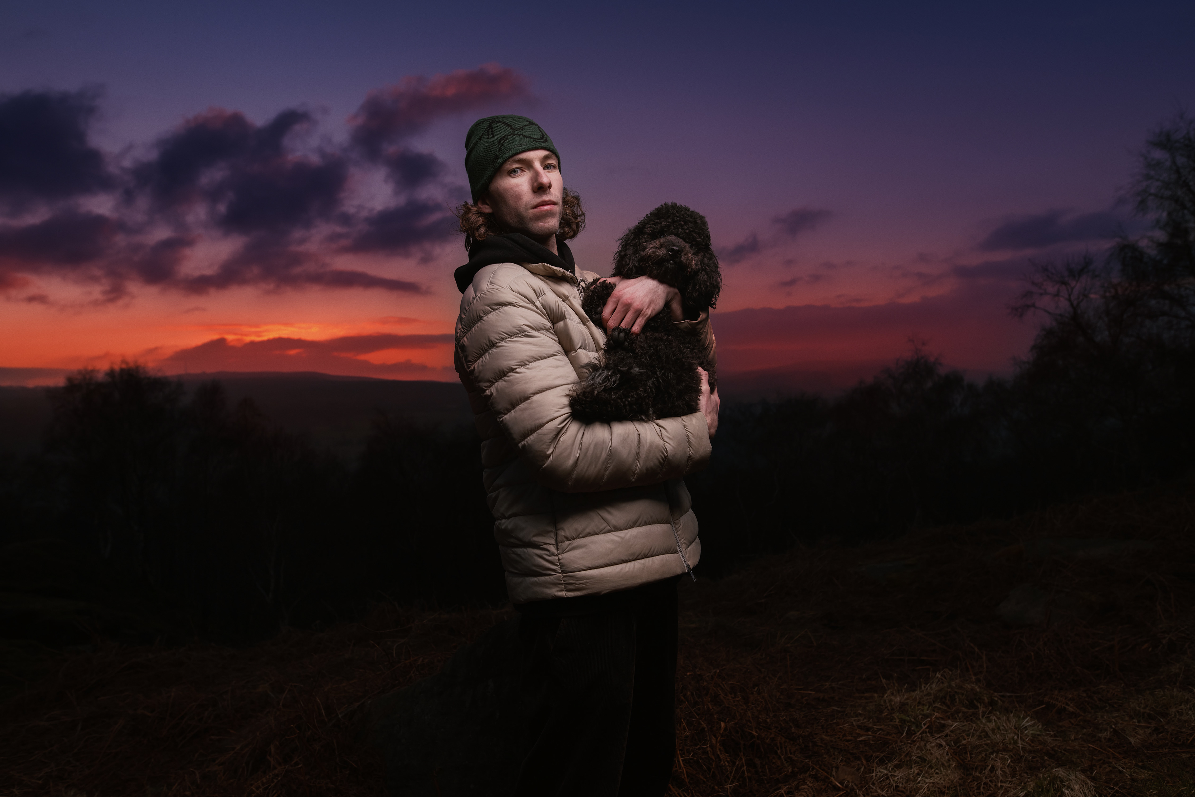 Happy Place Project. On location in the Peak District. Softbox setup