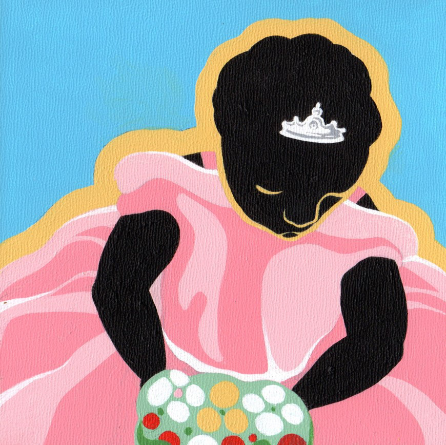 Little Girl with Flowers, 6 x 6, 2017