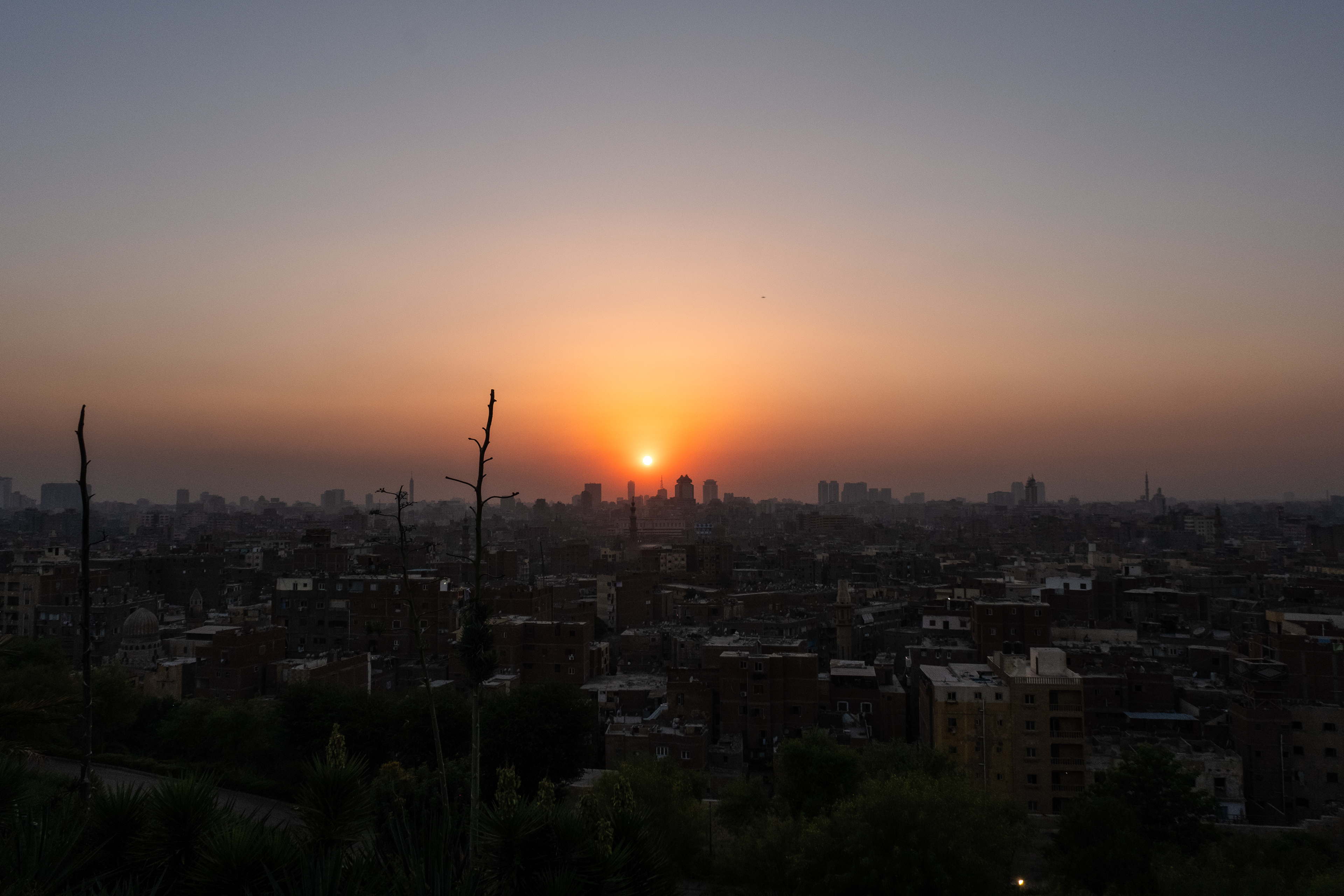 Sunset view from the Al Azhar Park in Cairo, Egypt