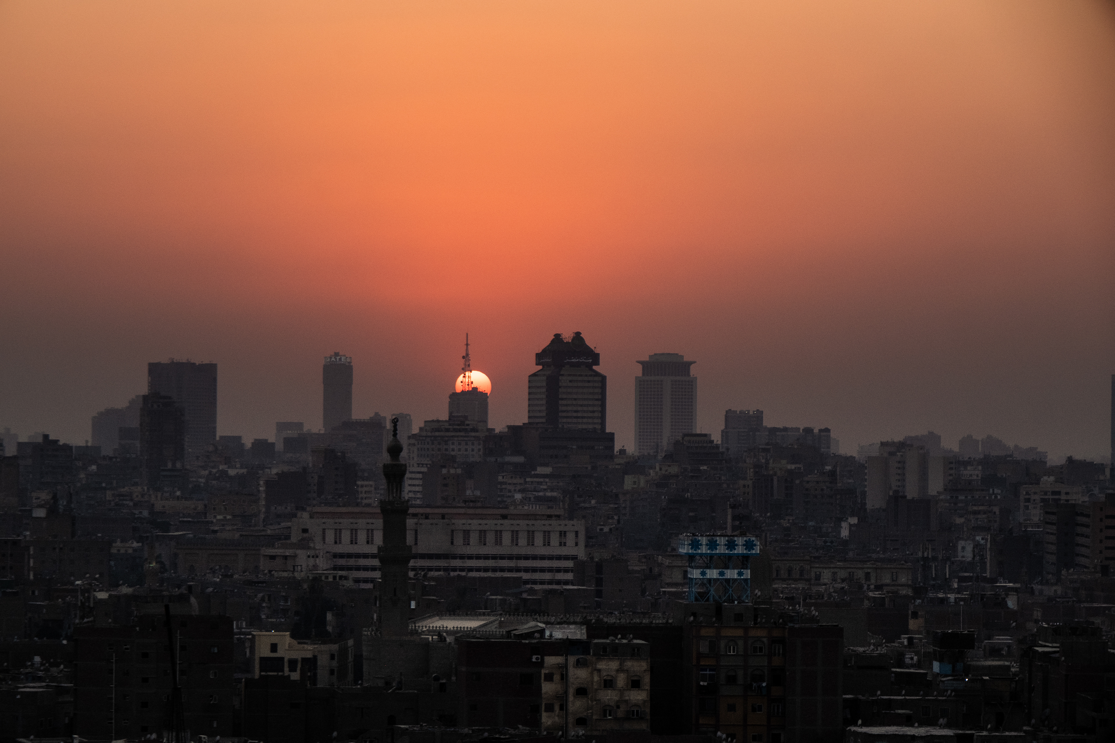 Sunset view from the Al Azhar Park in Cairo, Egypt
