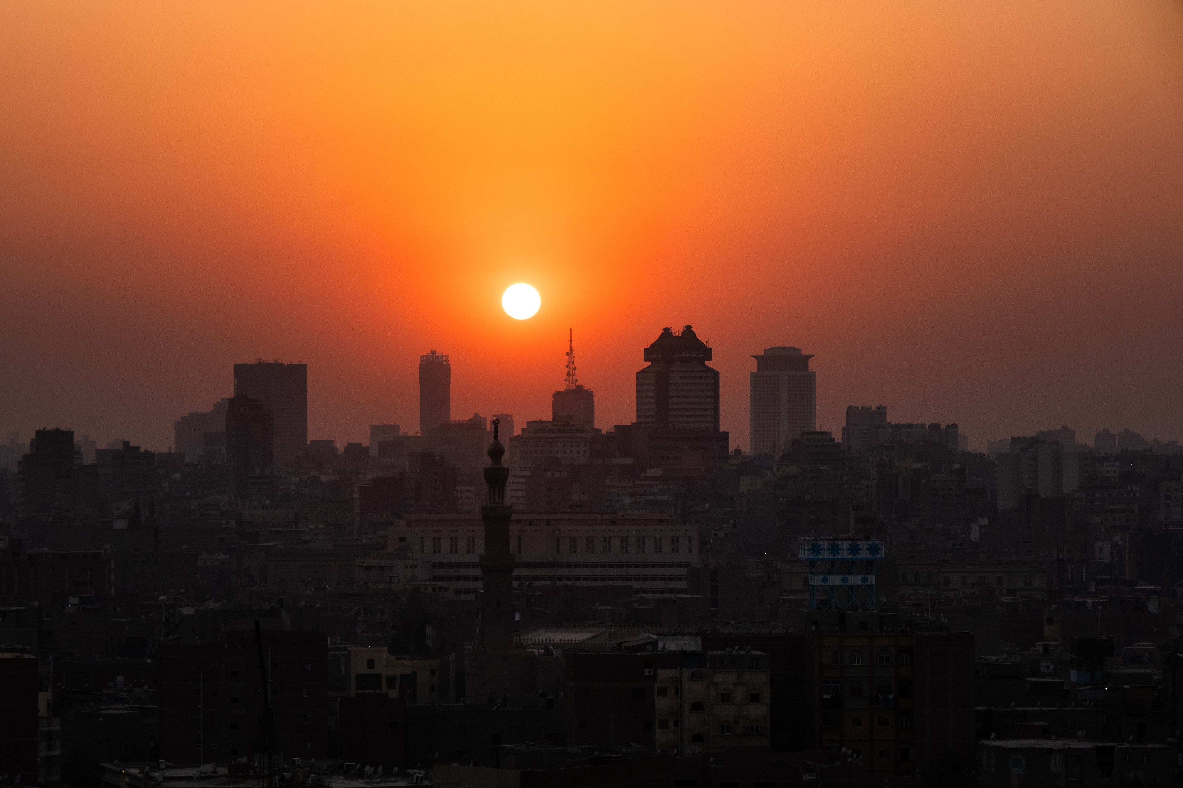 Sunset view from the Al Azhar Park in Cairo, Egypt