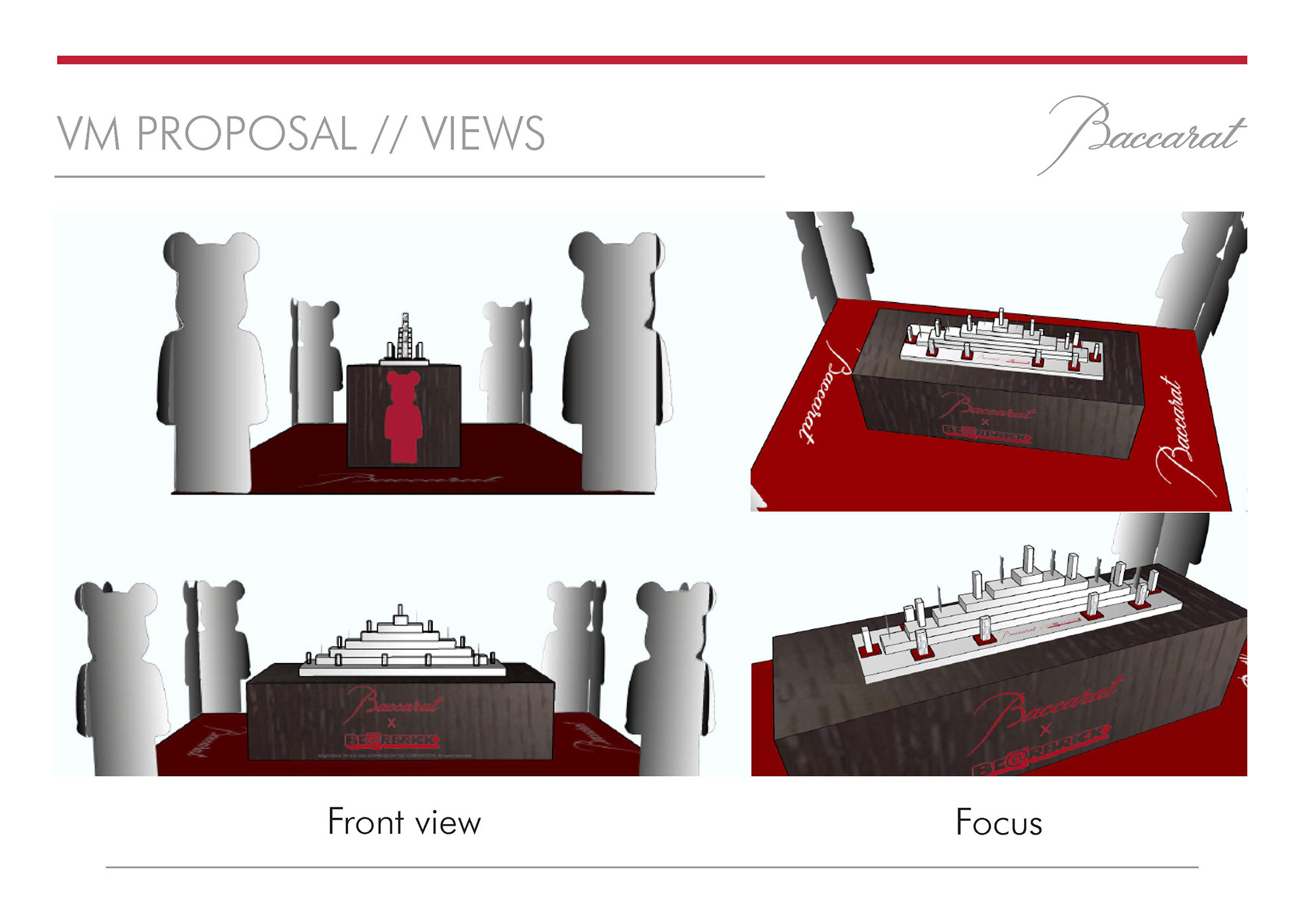Searches, 3D designs, development and production of windows, VM tools, POS advertising, Pop up stores, events set-up.. .