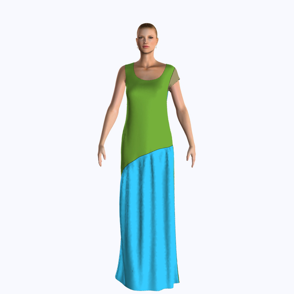 OptiTex simulation image of my dress pattern.