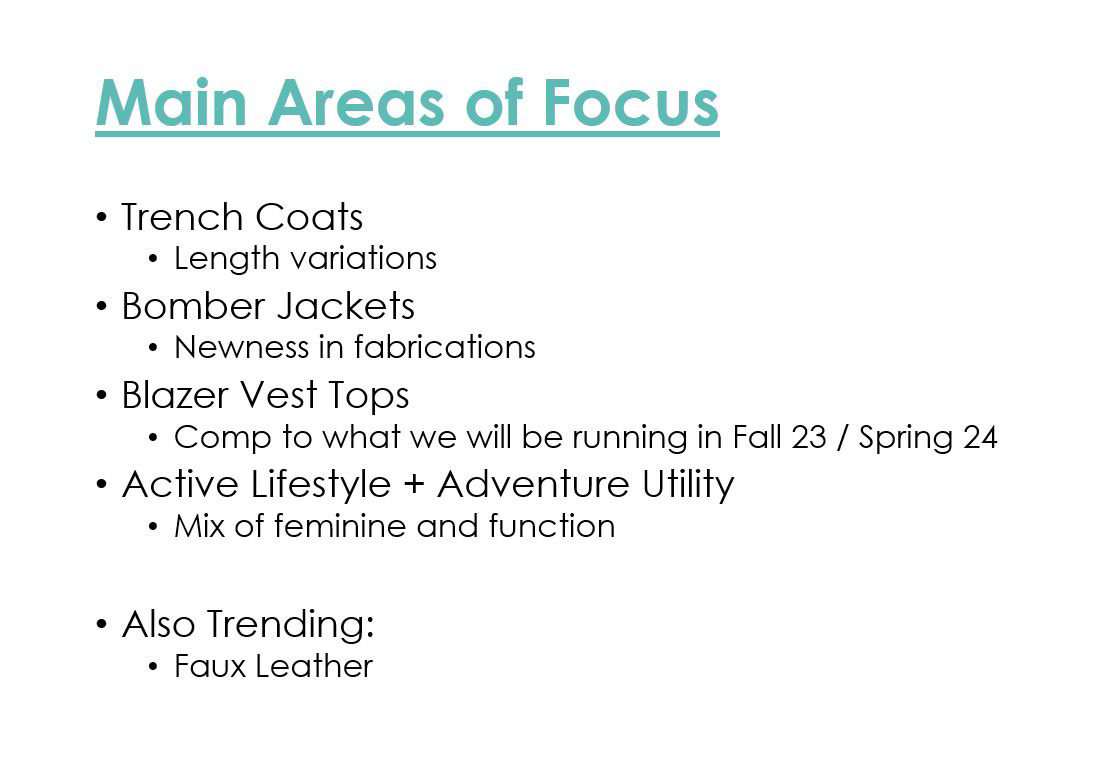 Key areas of focus for the toppers category. 