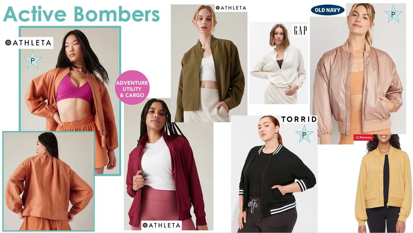 Pairing the bomber back to an active lifestyle in styling cues.  Mesh and water-resistant fabrications. 