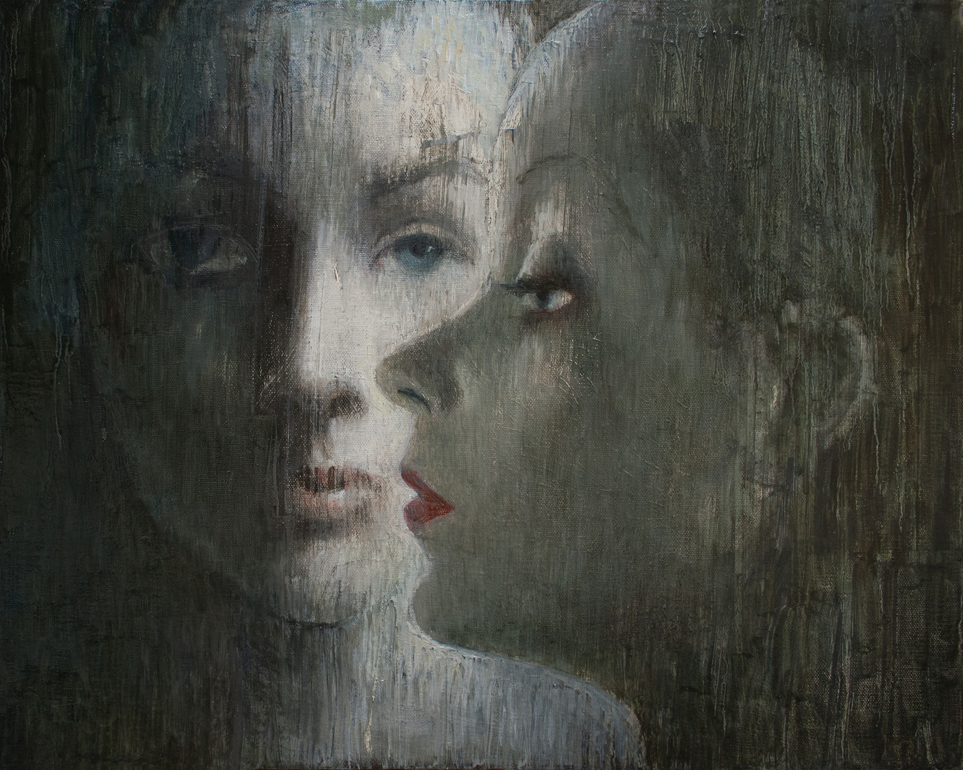 Two women 3. 2013. Oil on canvas, 16 x 20 inches, (40.6 x 50.8cm)